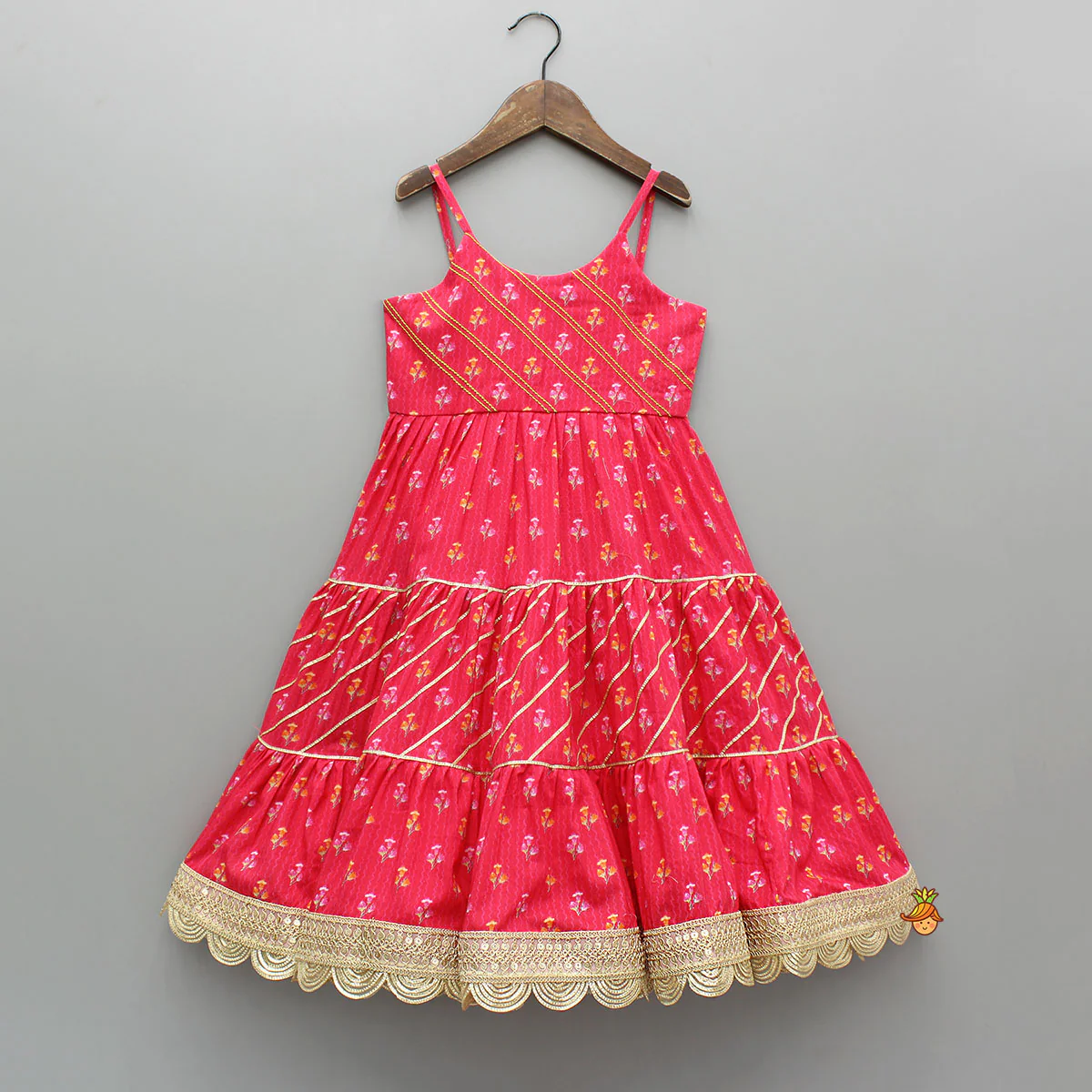Pink Printed And Embellished Strappy Kurti With Embroidered Jacket - Image 3