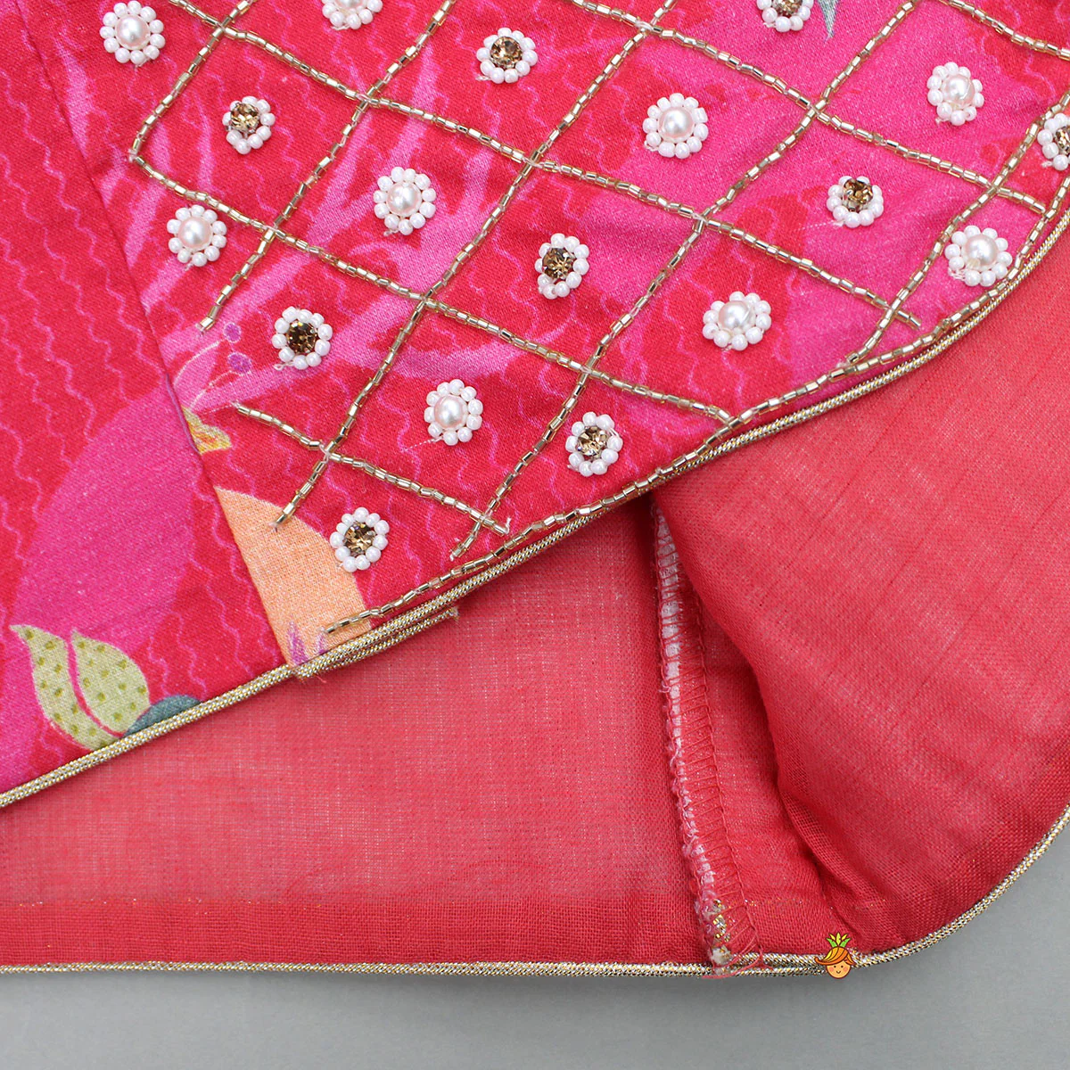 Pink Printed And Embellished Strappy Kurti With Embroidered Jacket - Image 6