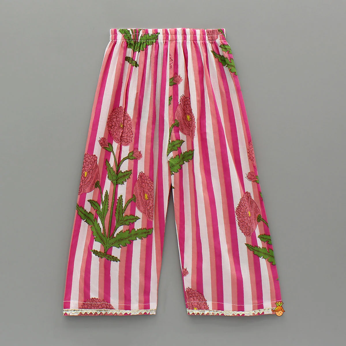 Pink Printed Gota Lace Detailed Kurti And Pant - Image 4