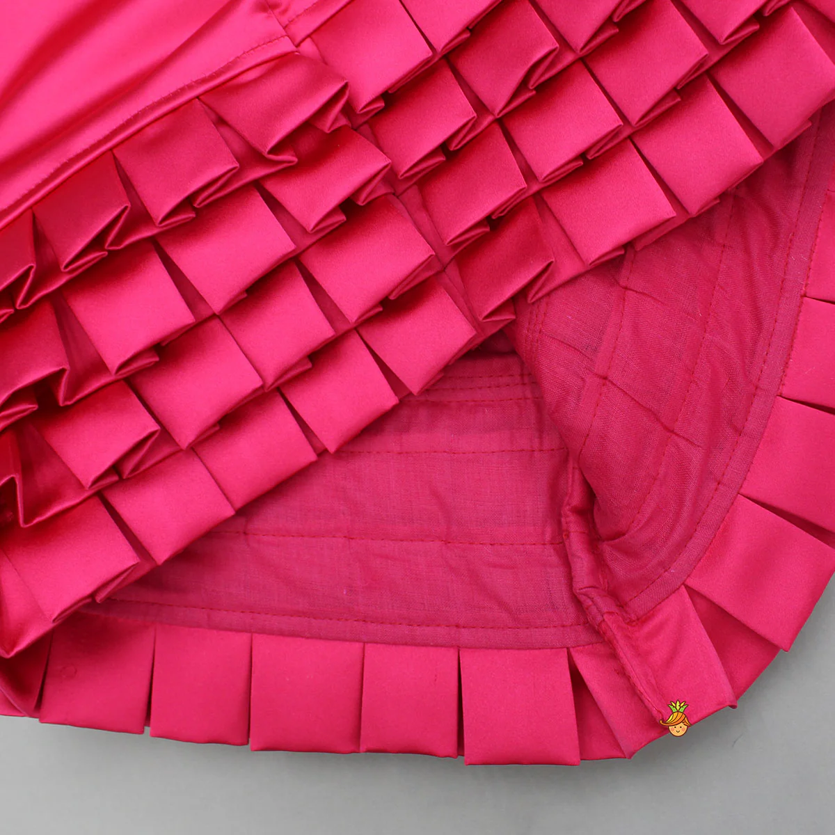 Pink Satin Frill Dress With Bow - Image 4