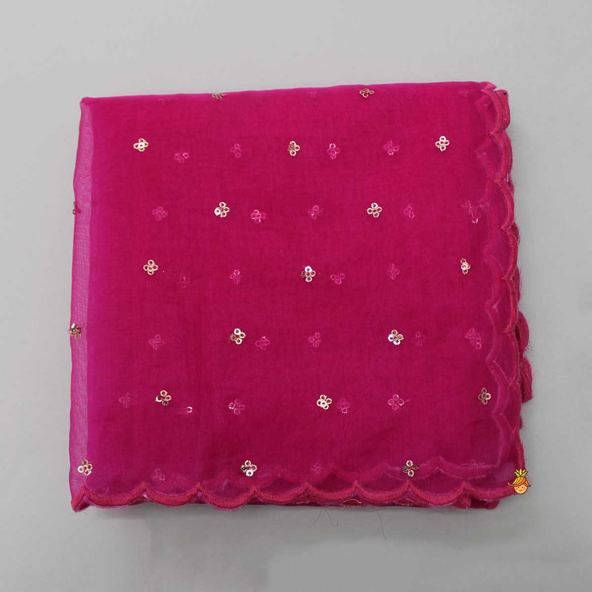 Pink Scalloped Dupatta - Image 3