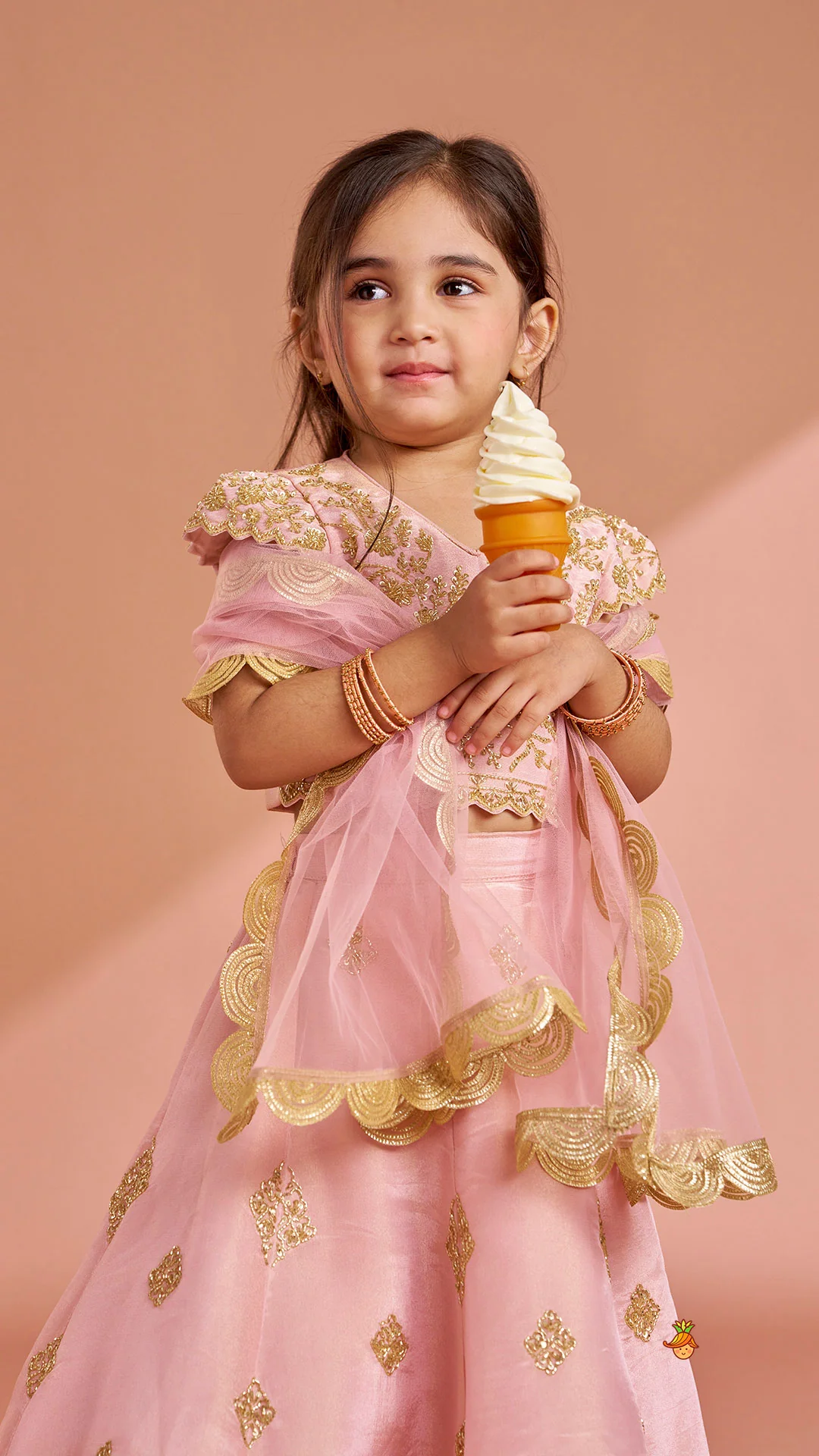 Pink Shimmery Sequin Embroidered Top With Flared Lehenga And Matching Dupatta - Image 6