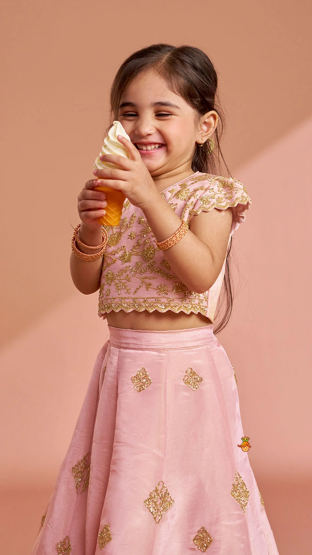 Pink Shimmery Sequin Embroidered Top With Flared Lehenga And Matching Dupatta - Image 7