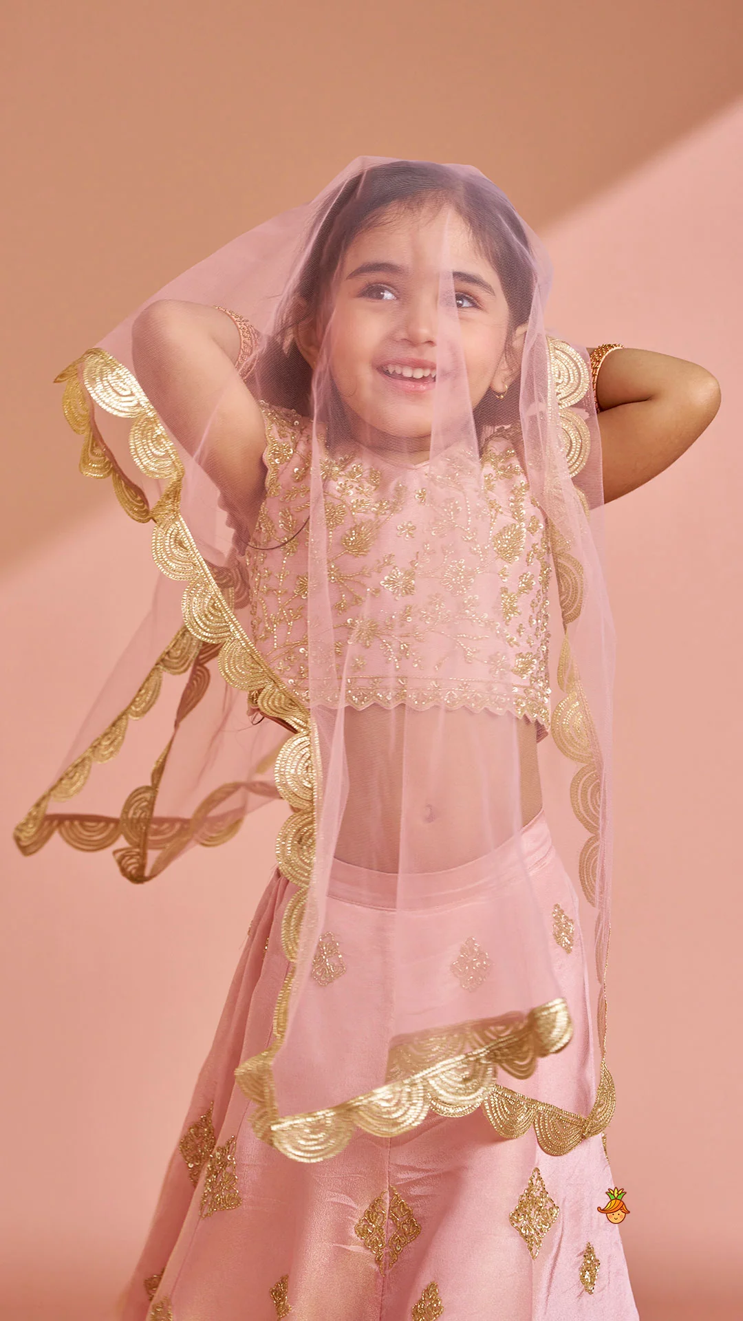 Pink Shimmery Sequin Embroidered Top With Flared Lehenga And Matching Dupatta - Image 8