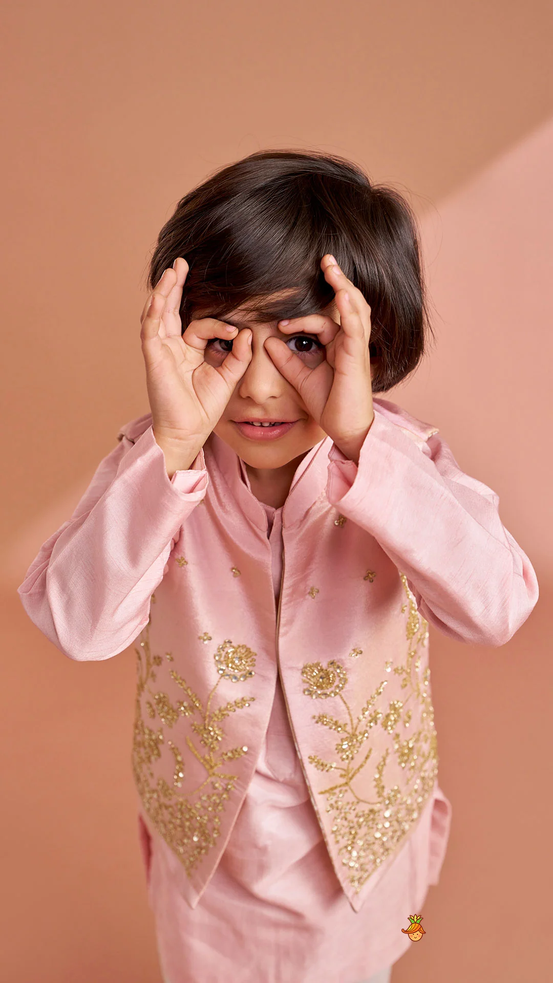 Pink Silk Kurta With Shimmery Pink Front Open Embroidered Jacket And Churidar - Image 7