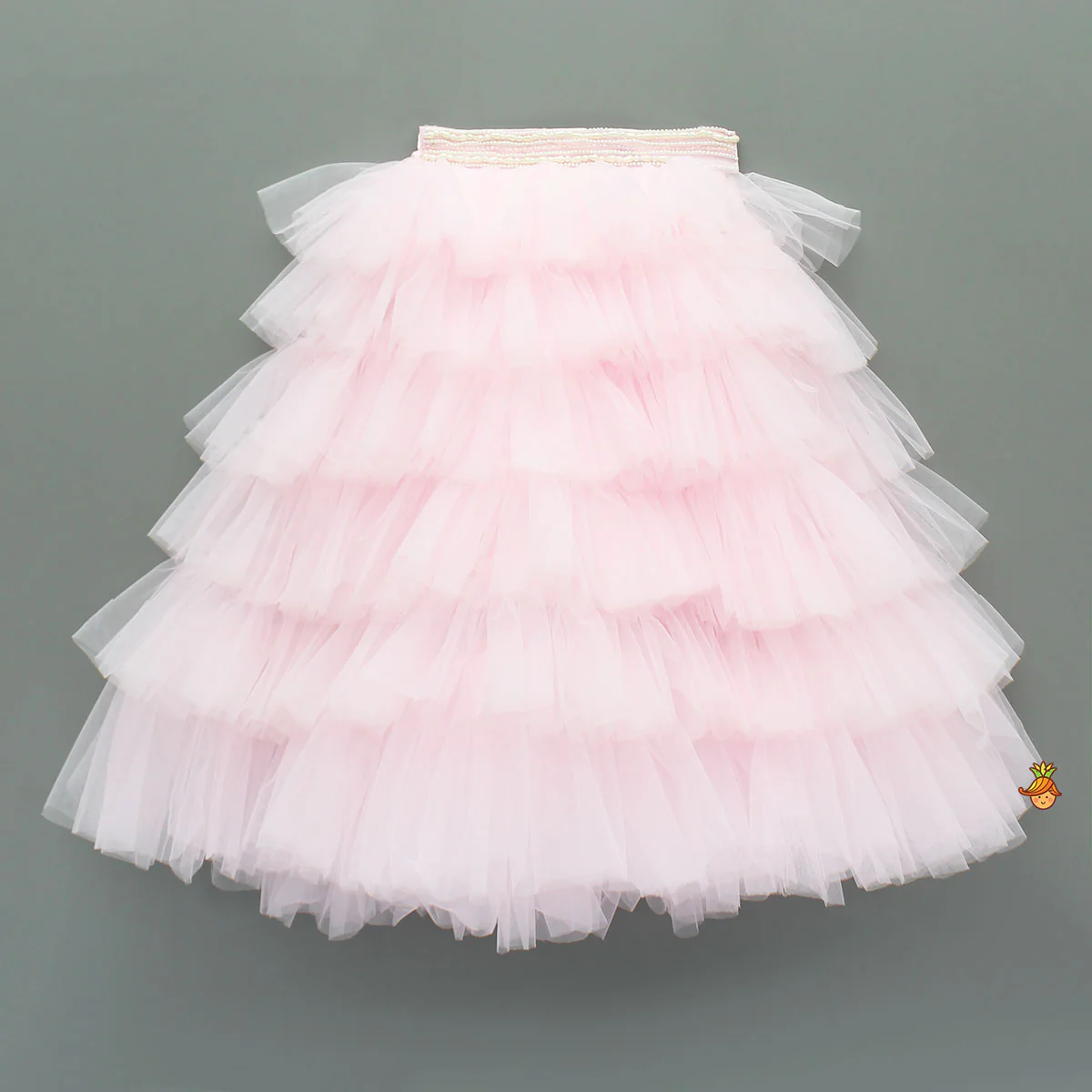 Pink Stylish Strappy Top And Ruffle Net Lehenga - Image 4
