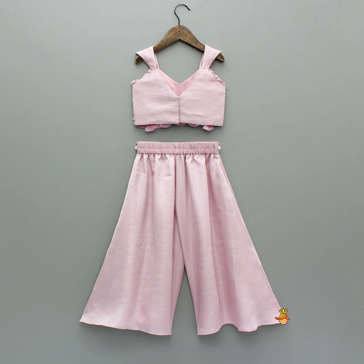 Pink Sweetheart Neck Top With Palazzo - Image 2
