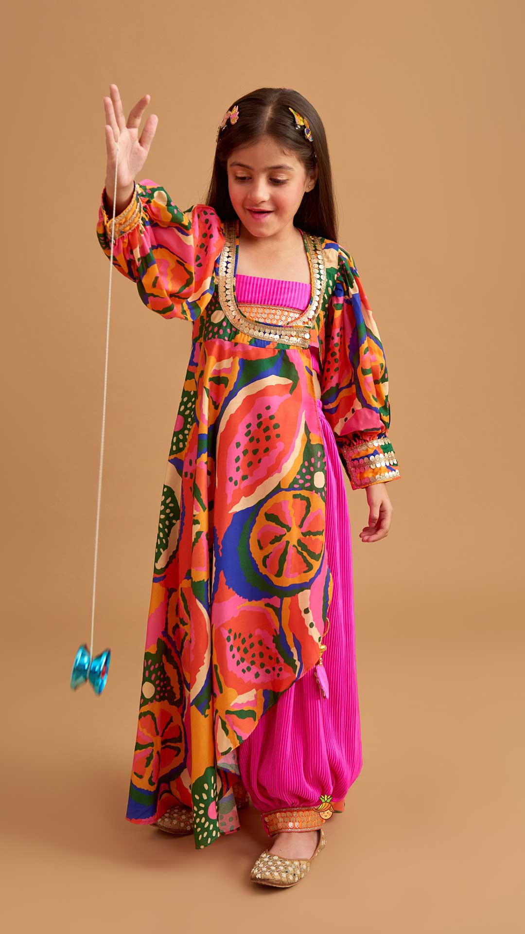 Pink Top With Side Slits Kurti And Patiala - Image 3