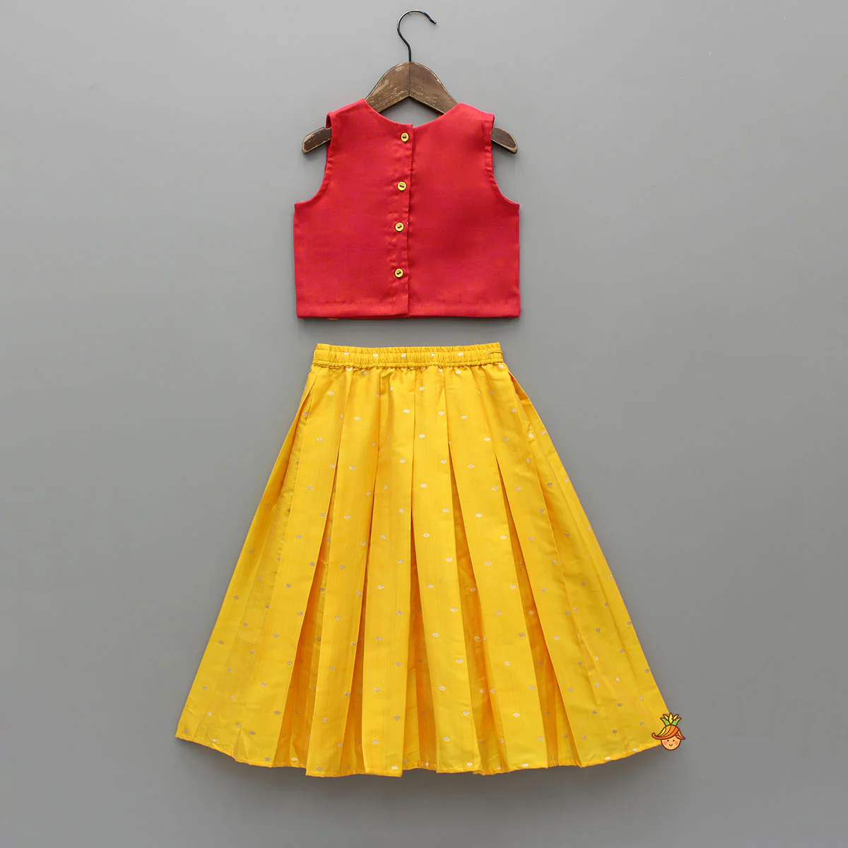 Pleat Detailed Butterflies Embroidered Top With Pleat Detailed Lehenga - Image 2