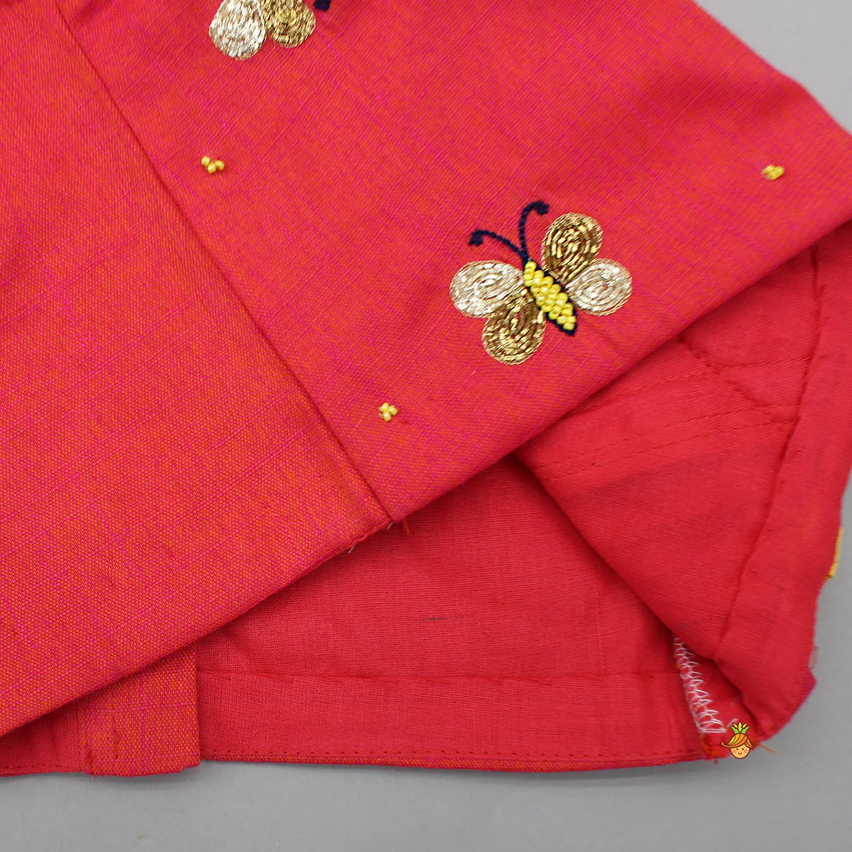 Pleat Detailed Butterflies Embroidered Top With Pleat Detailed Lehenga - Image 5