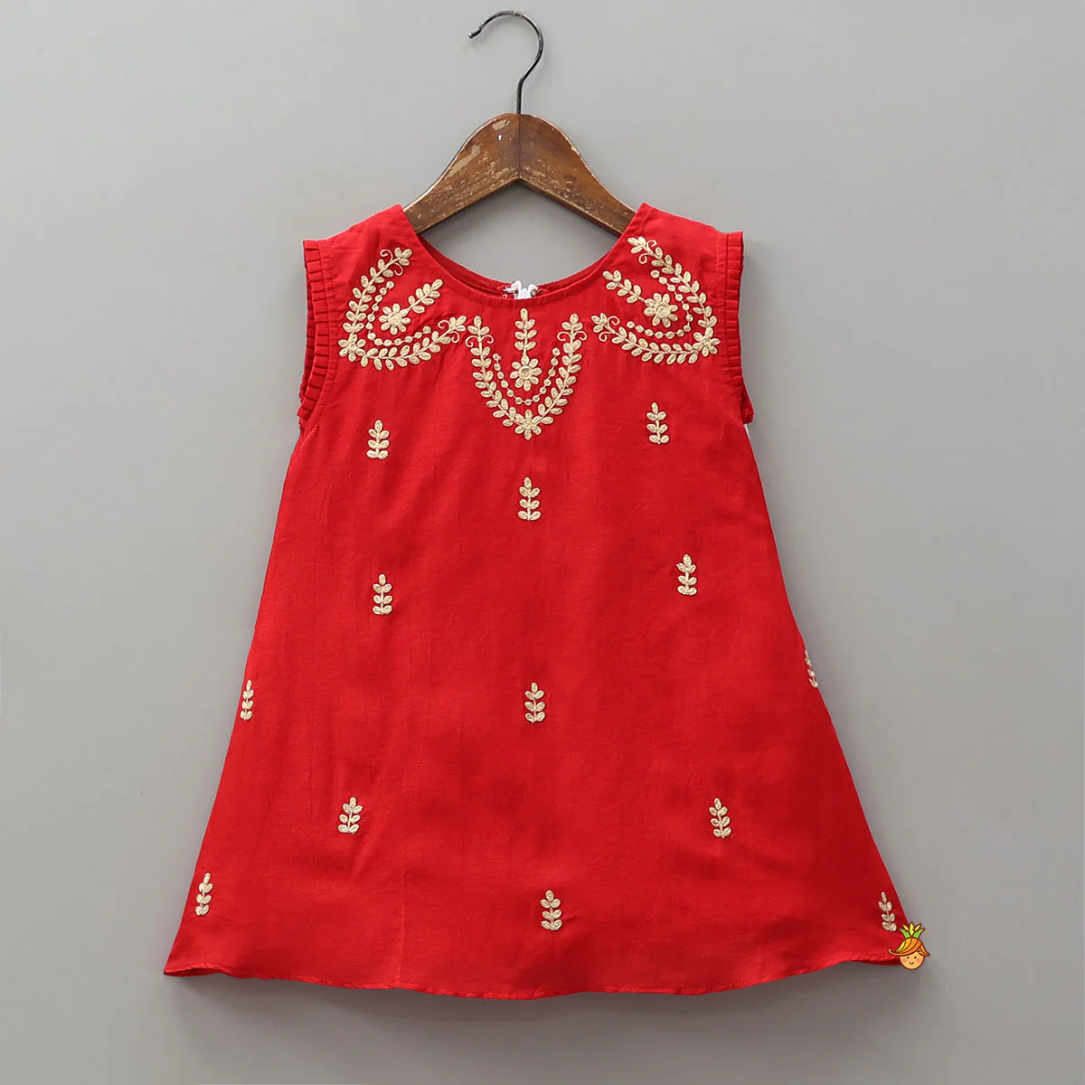 Pleated Armhole Kurti And Sharara With Matching Dupatta - Image 4