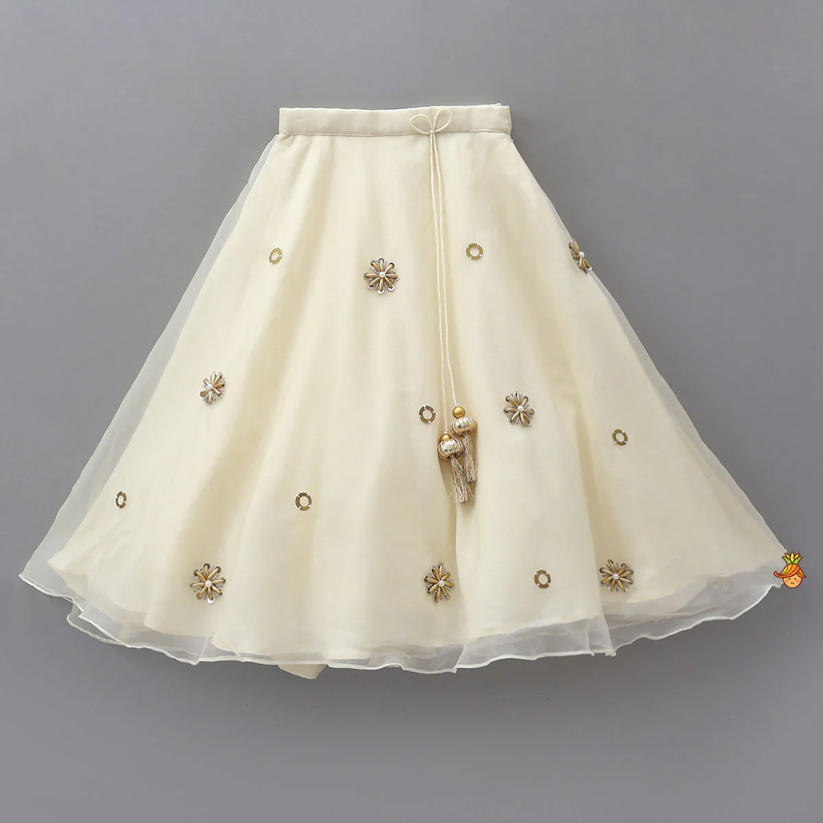 Pleated Armhole Crop Top And Lehenga With Net Dupatta - Image 5