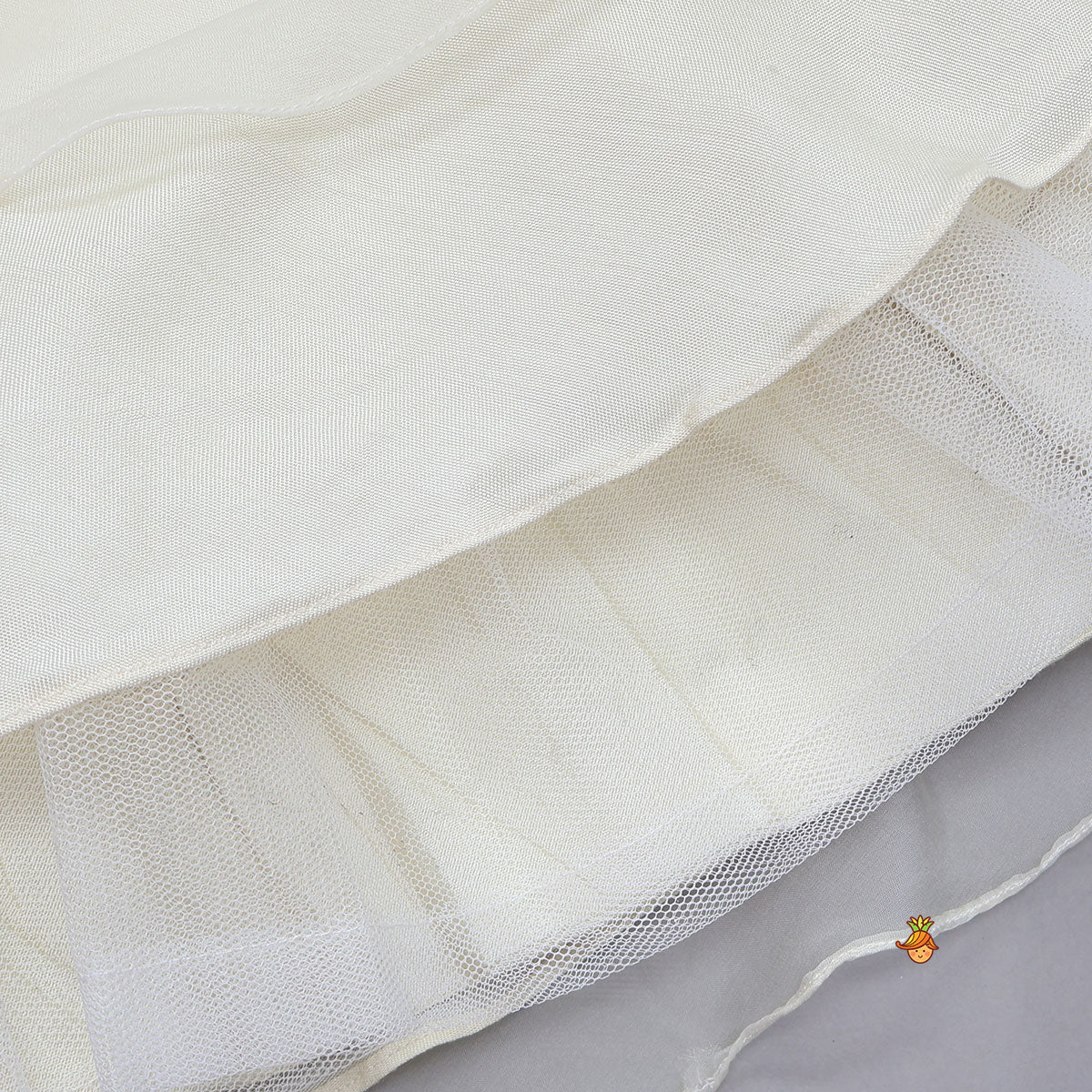 Pleated Armhole Crop Top And Lehenga With Net Dupatta - Image 7