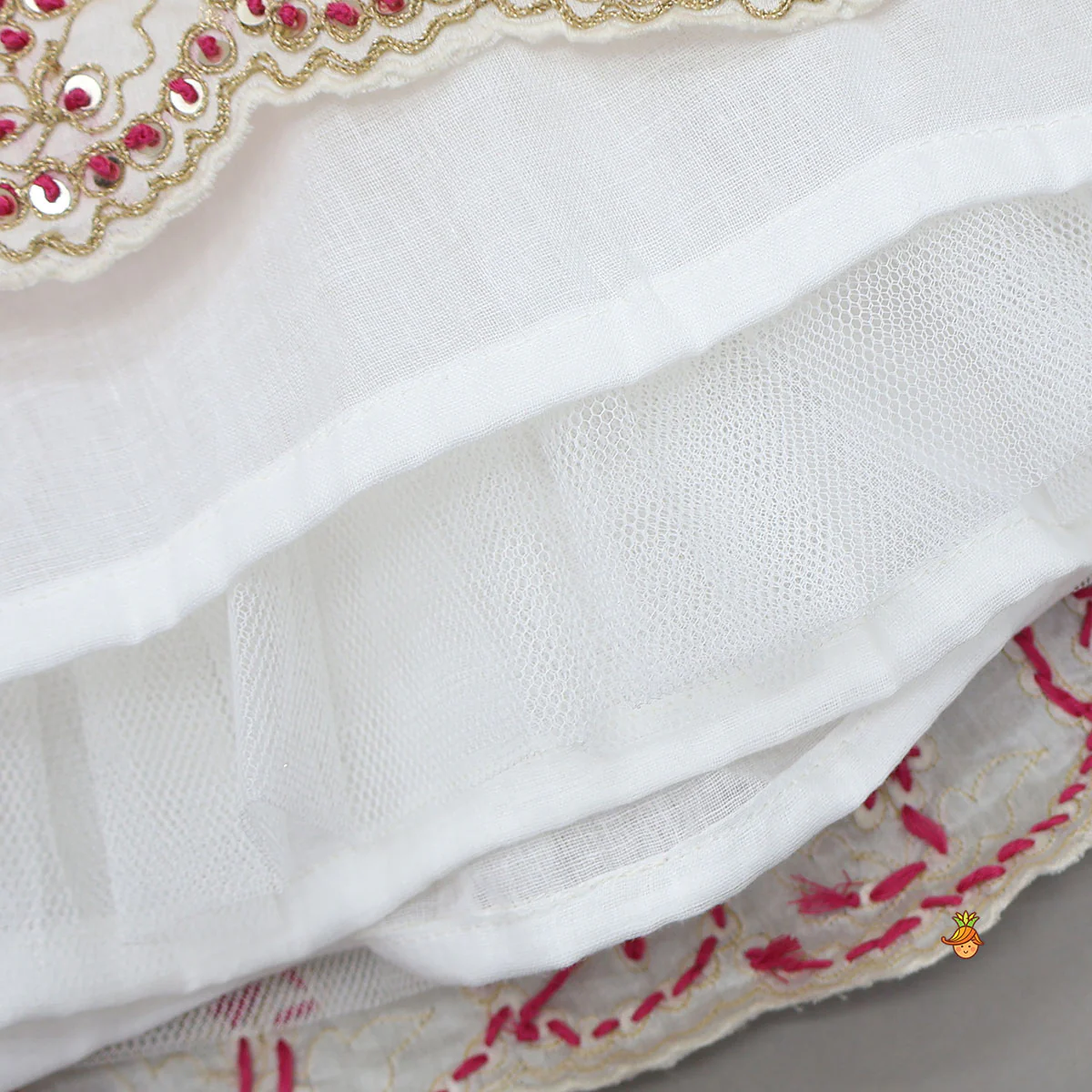 Pleated Neckline Heavily Embroidered Top With Lehenga - Image 6