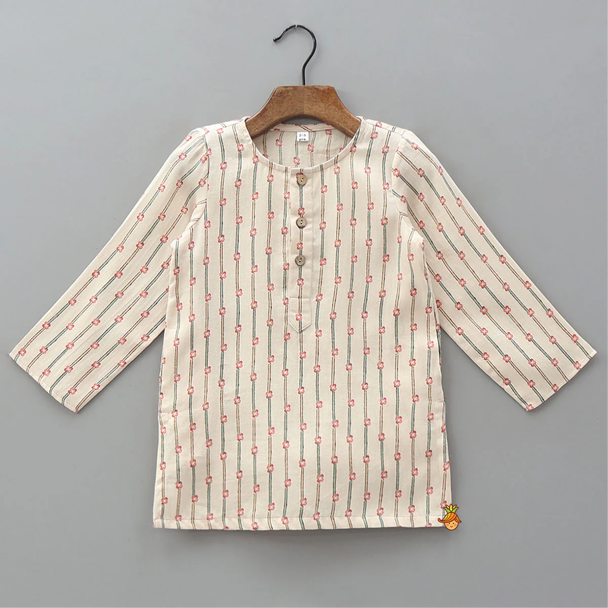 Pocket Detail Kurta With Printed Jacket And Pyjama - Image 4