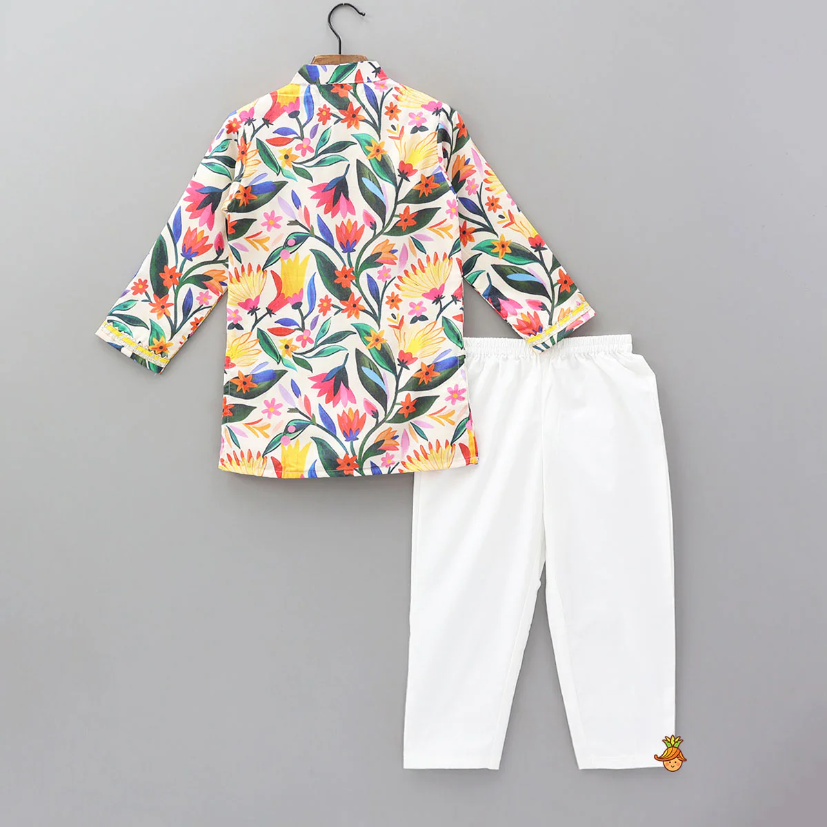 Pocket Square Detail Colourful Kurta And Pyjama - Image 2