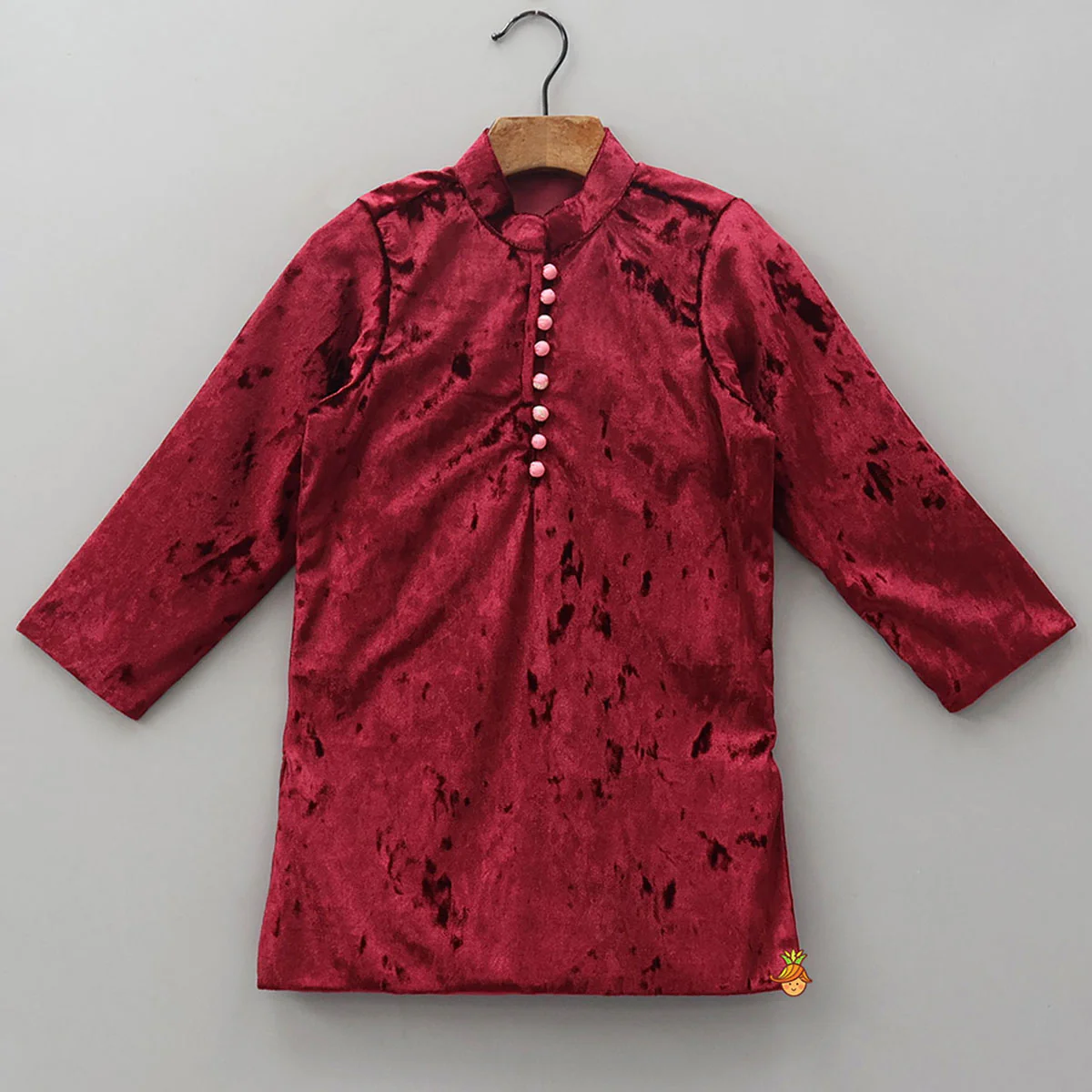 Potli Button Detail Kurta With Open Jacket And Dhoti - Image 4