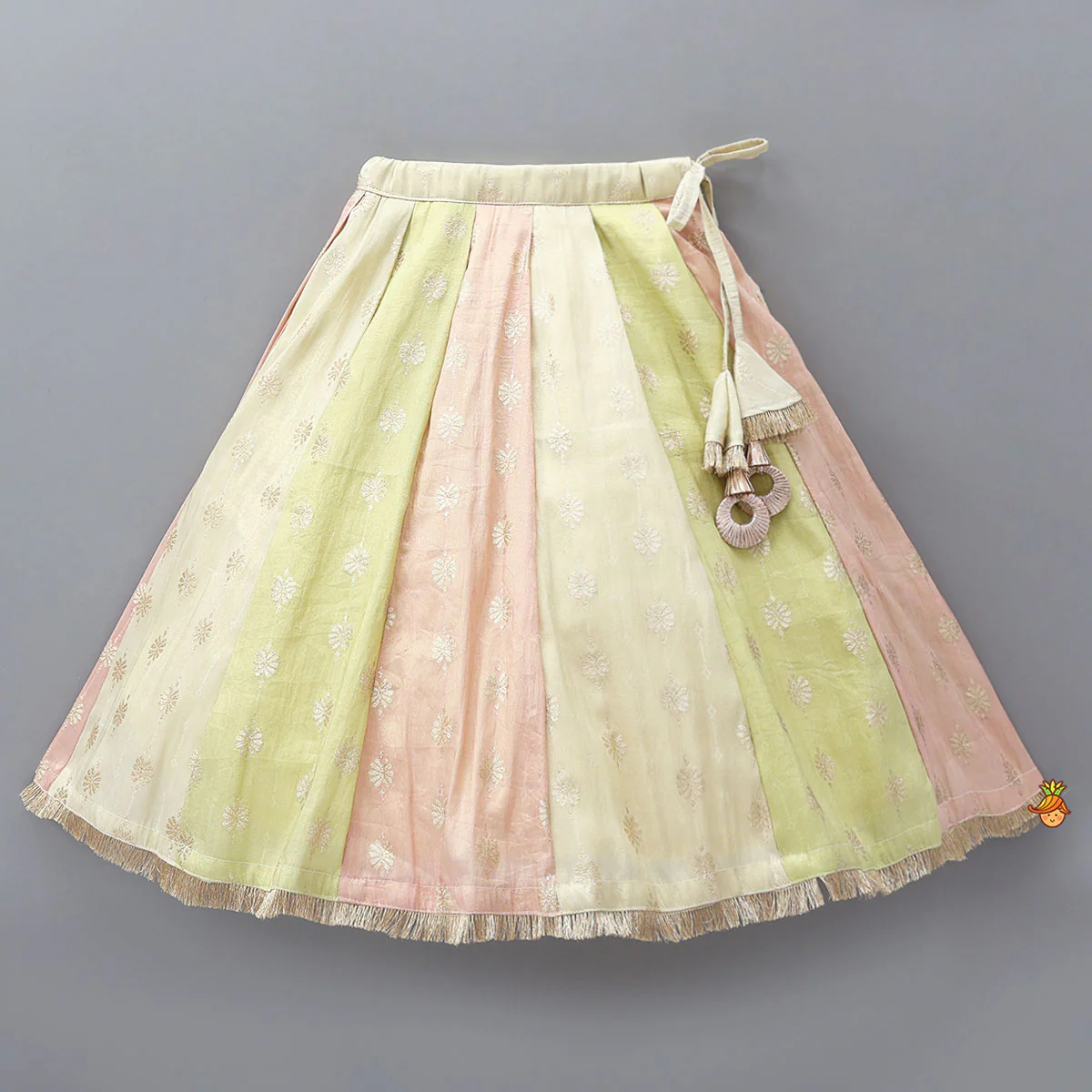 Potli Buttons Detail Shimmery Crop Top And Lehenga With Dupatta - Image 5