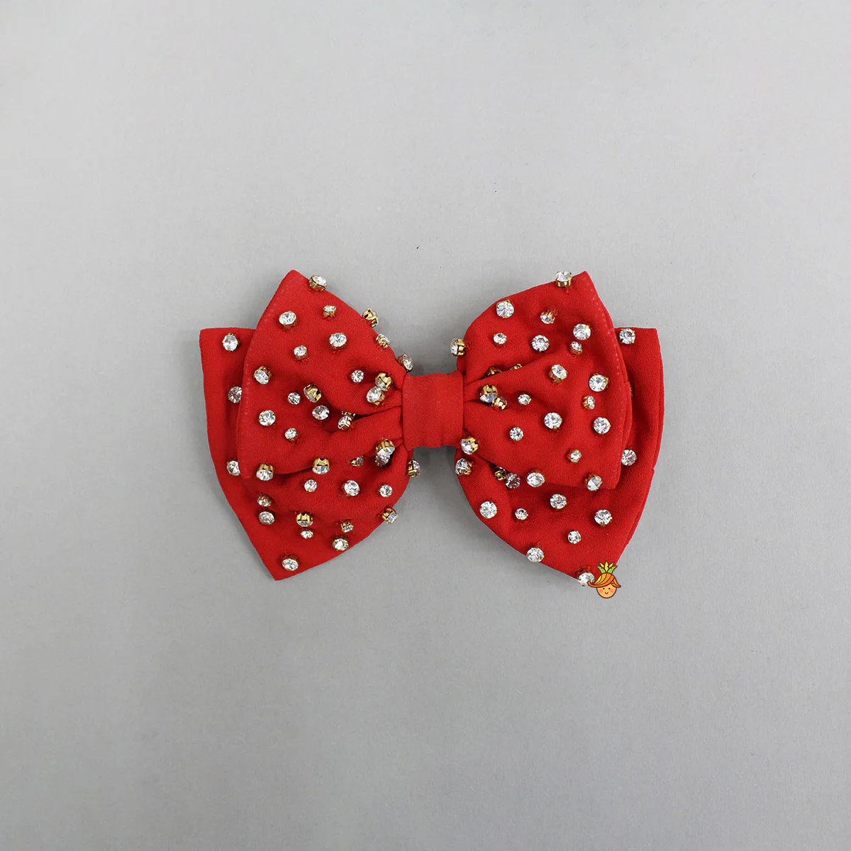 Pretty Red Studded Double Bow Hair Clip