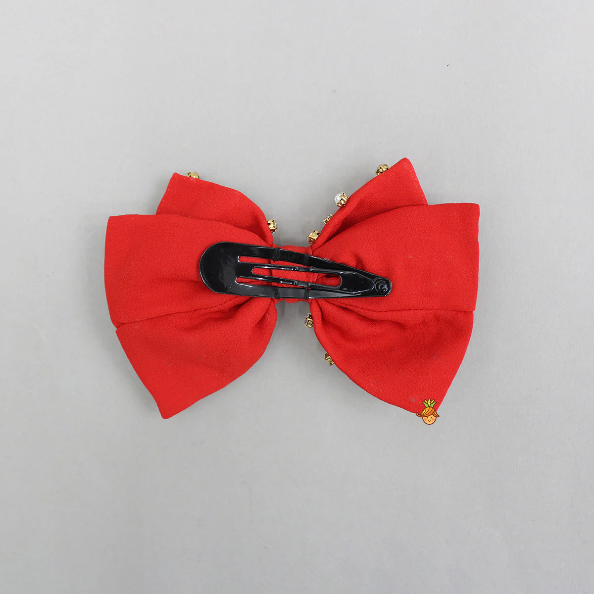 Pretty Red Studded Double Bow Hair Clip - Image 2