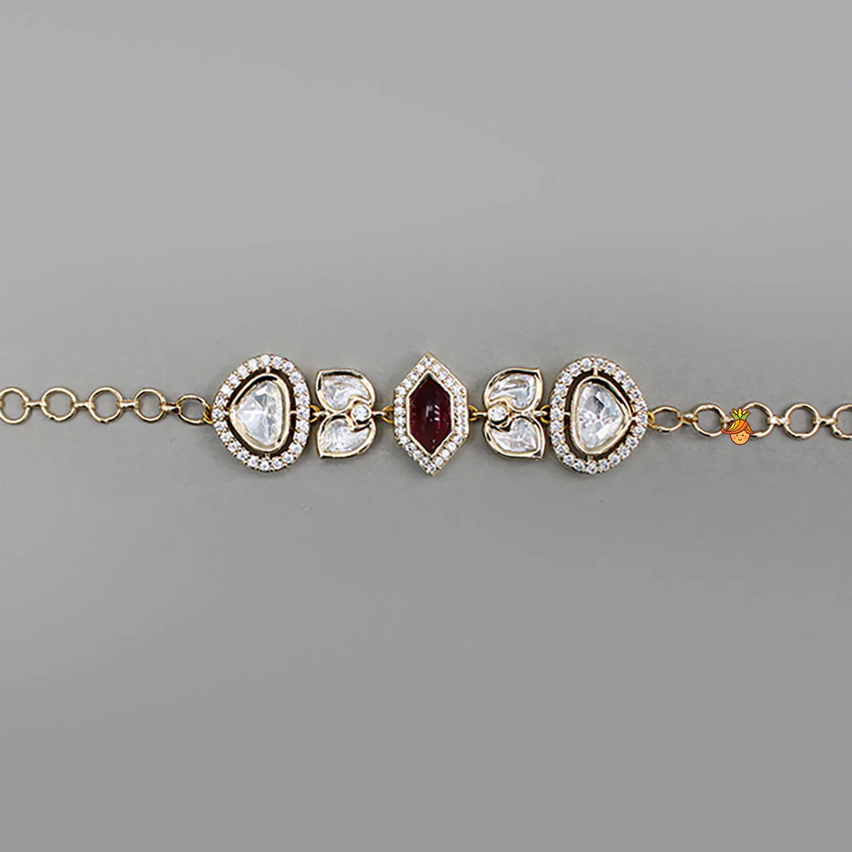Pretty Red Studded Embellished Adjustable Bracelet - Image 3