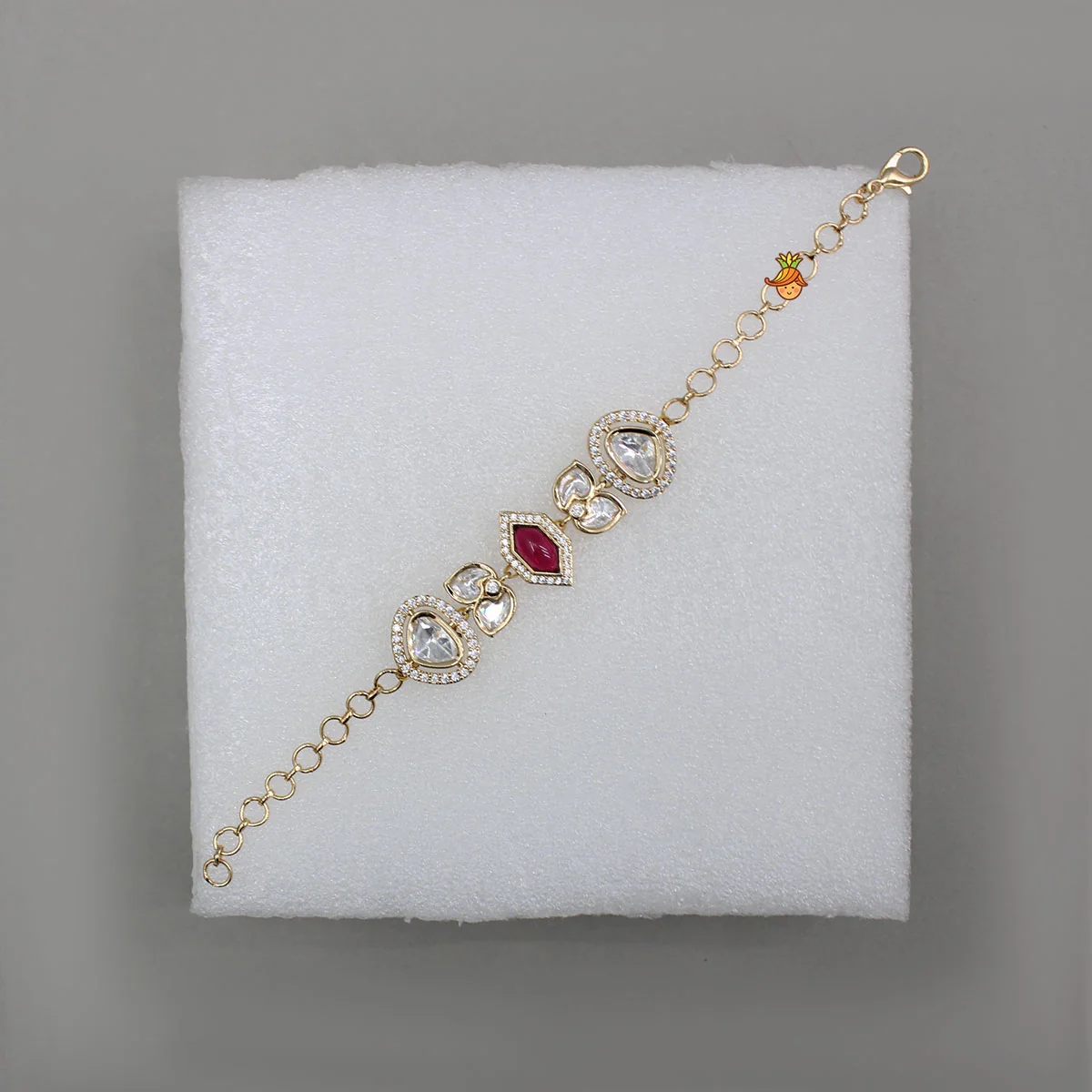 Pretty Red Studded Embellished Adjustable Bracelet - Image 4