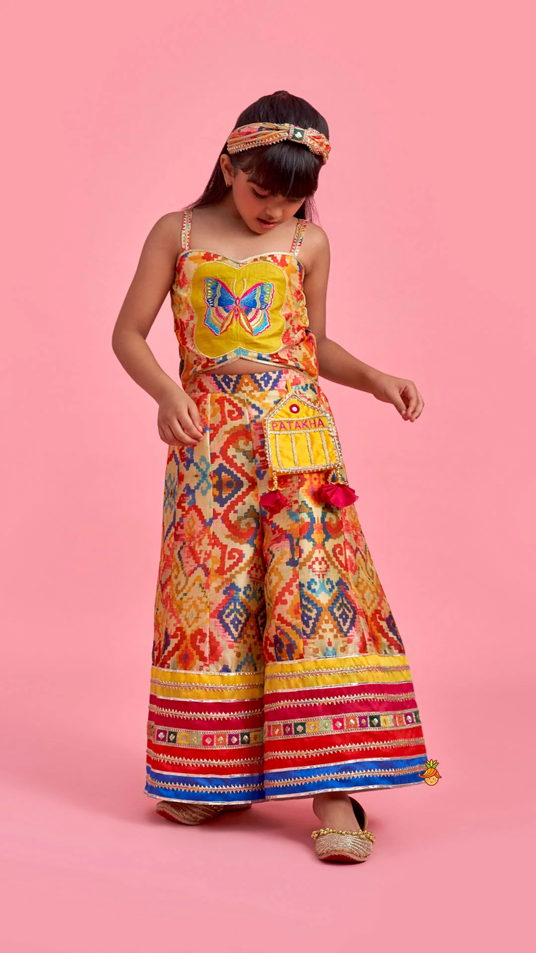 Printed And Embroidered Strappy Jumpsuit With Hairband - Image 2