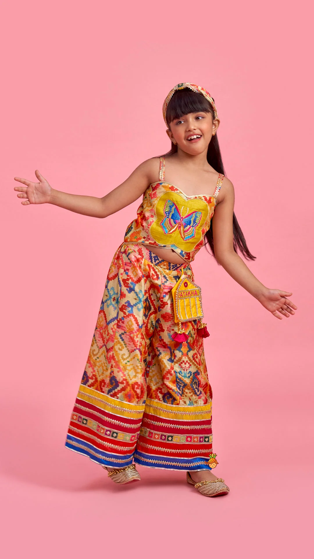 Printed And Embroidered Strappy Jumpsuit With Hairband - Image 3