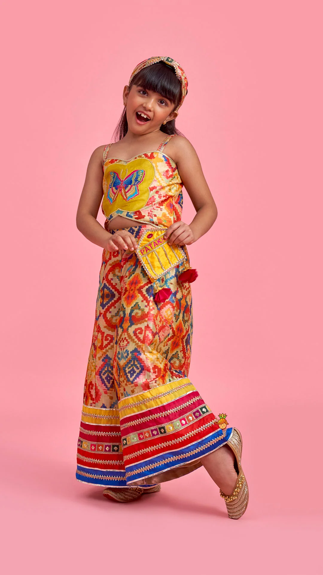 Printed And Embroidered Strappy Jumpsuit With Hairband - Image 6
