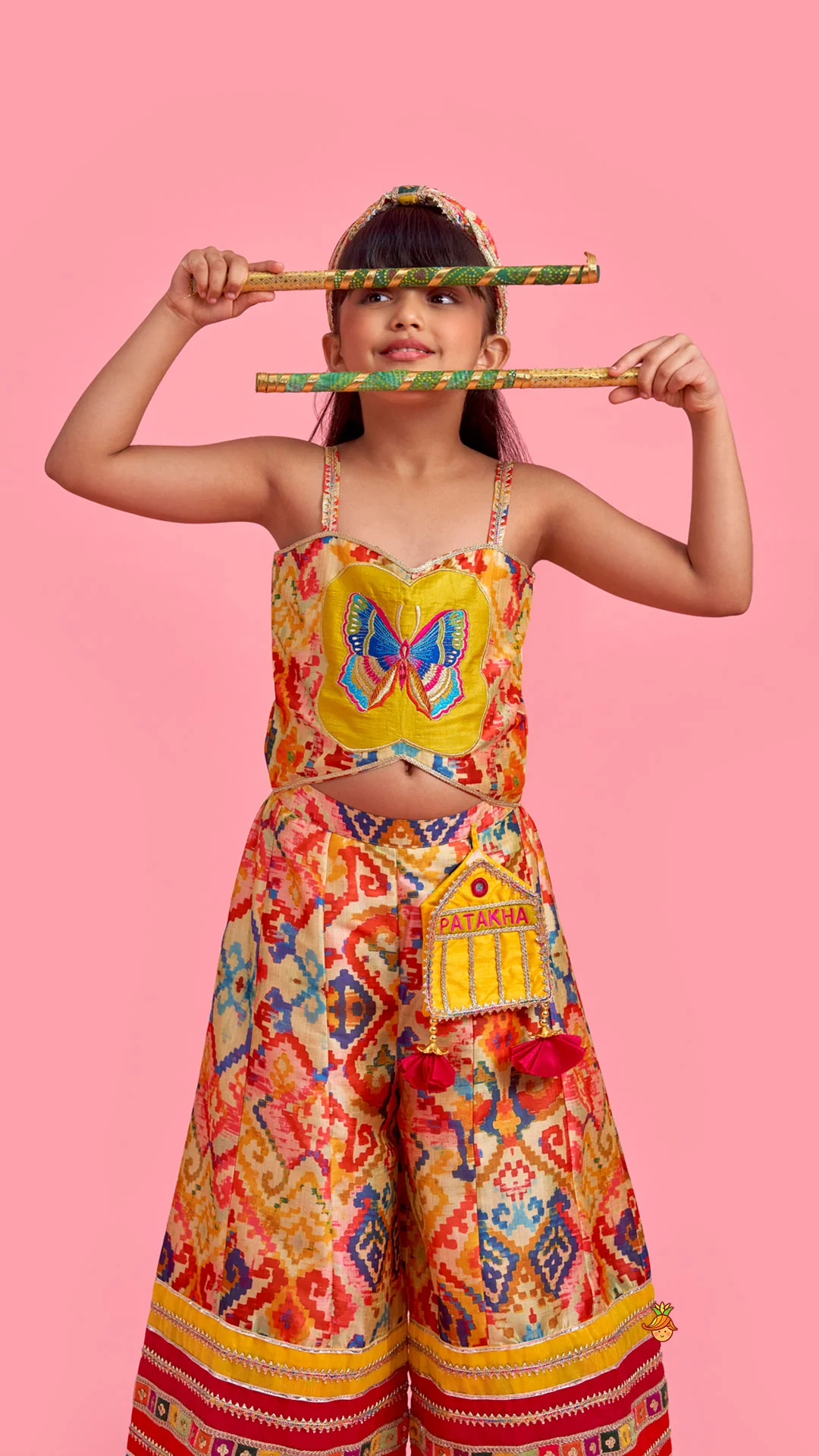 Printed And Embroidered Strappy Jumpsuit With Hairband - Image 7