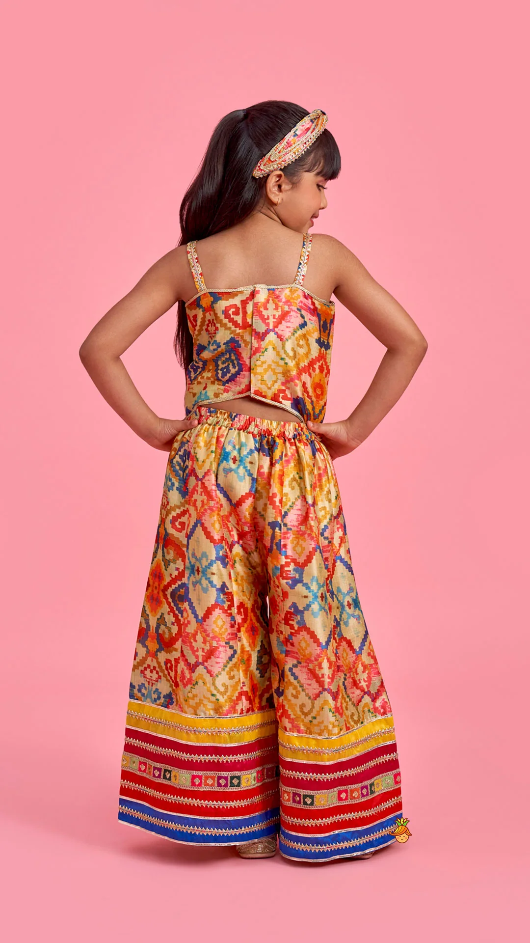 Printed And Embroidered Strappy Jumpsuit With Hairband - Image 9