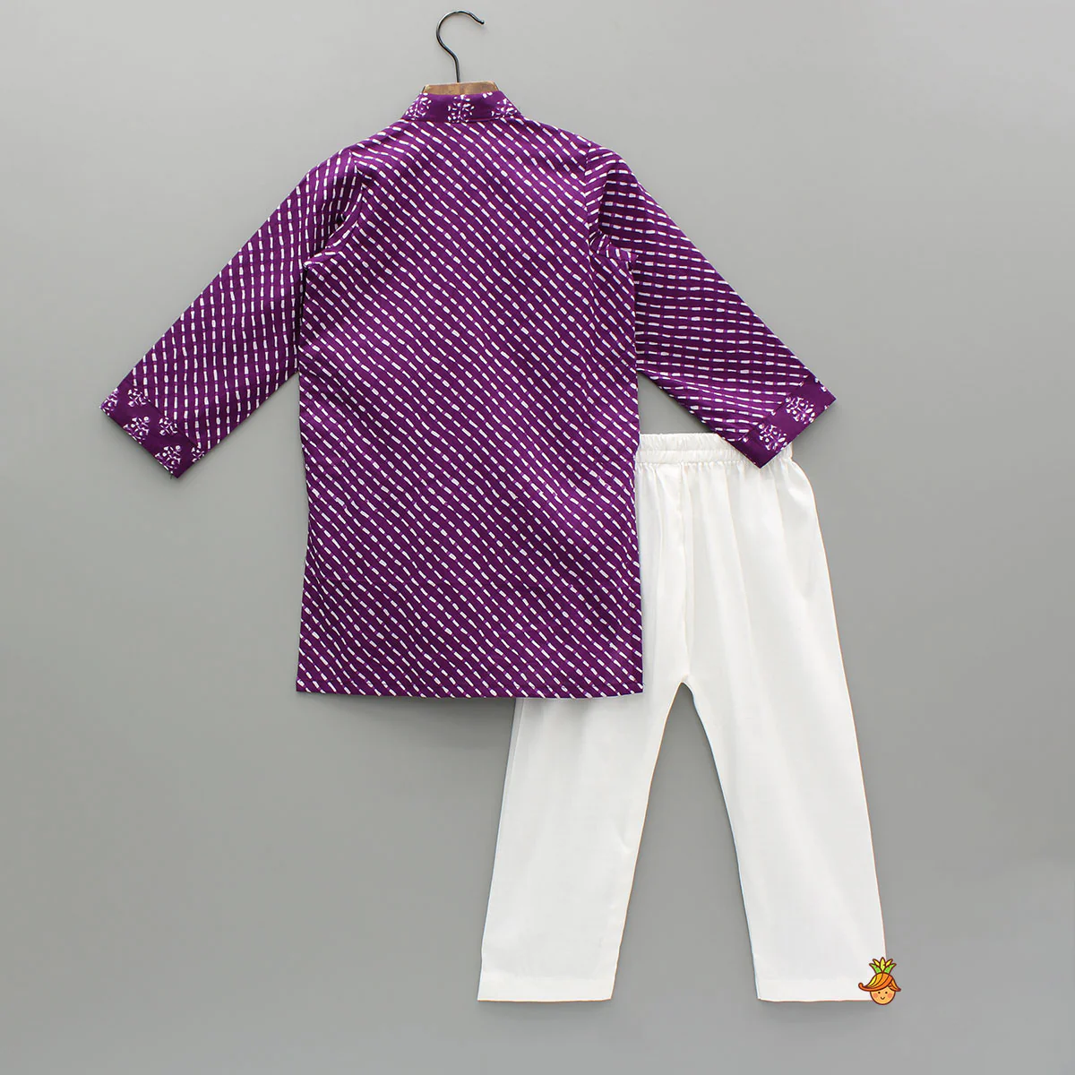 Printed Cotton Purple Kurta And Pyjama - Image 2