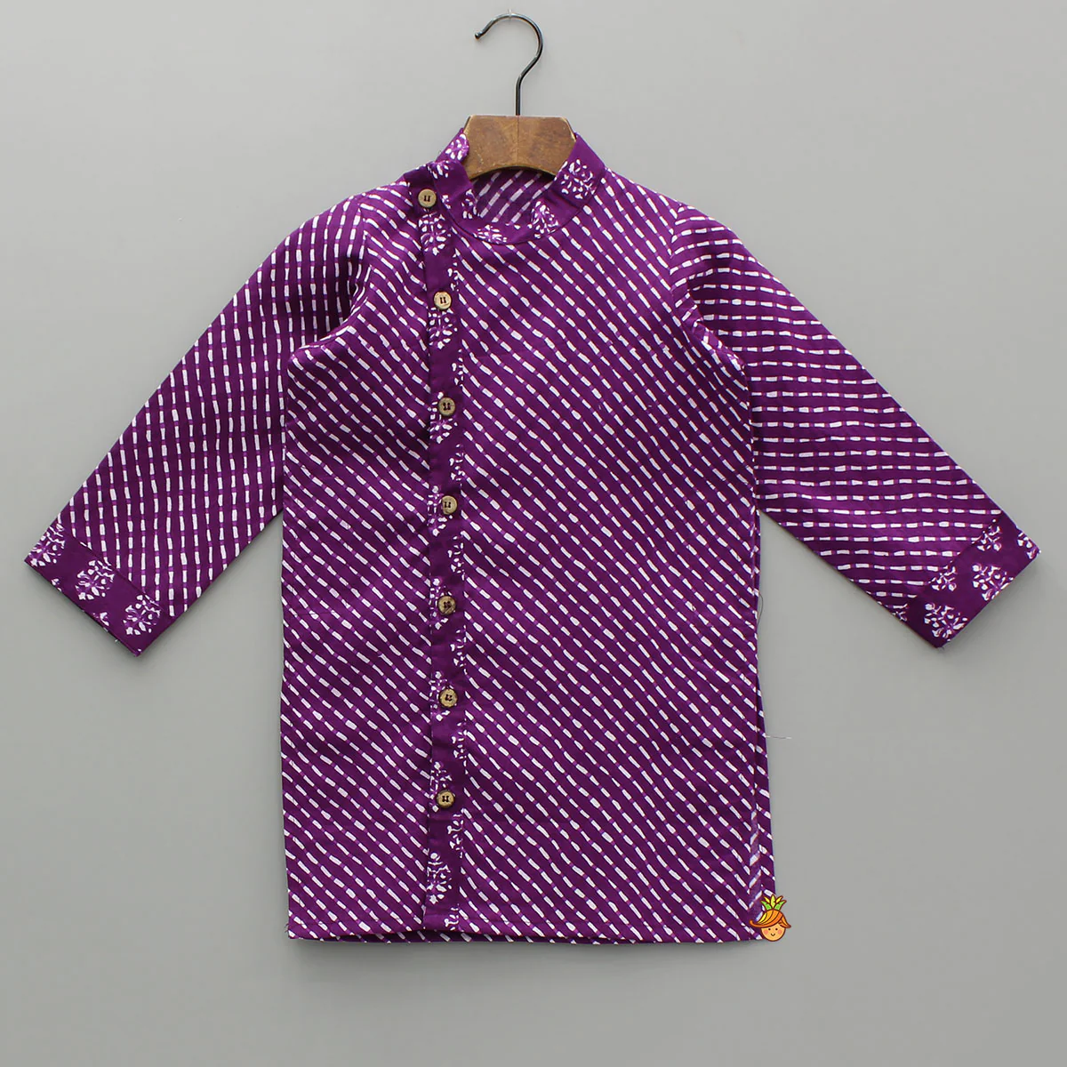 Printed Cotton Purple Kurta And Pyjama - Image 3