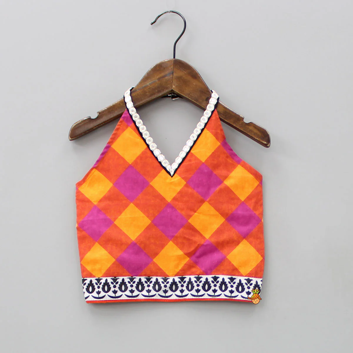 Printed Halter Neck Top With Pink Palazzo - Image 3