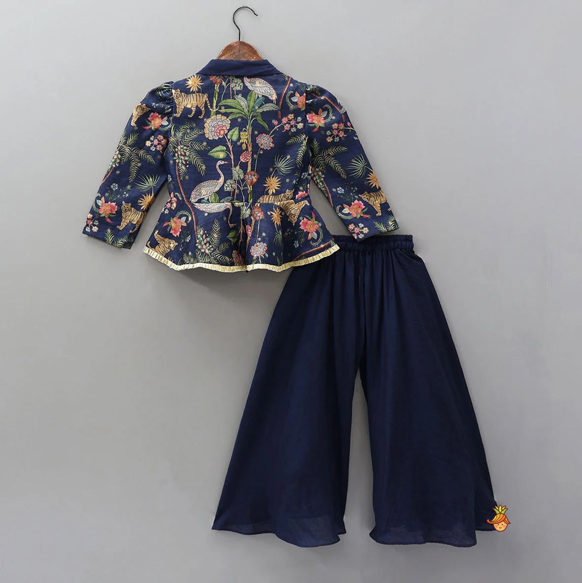 Printed Jacket Style Peplum Top And Flared Palazzo - Image 2
