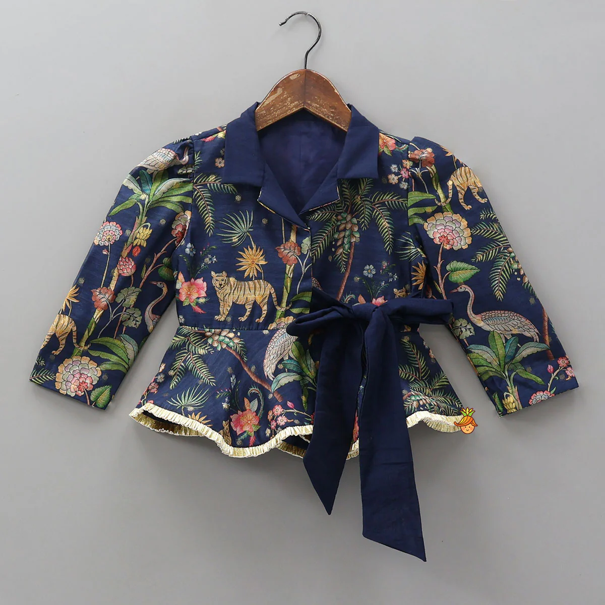 Printed Jacket Style Peplum Top And Flared Palazzo - Image 3