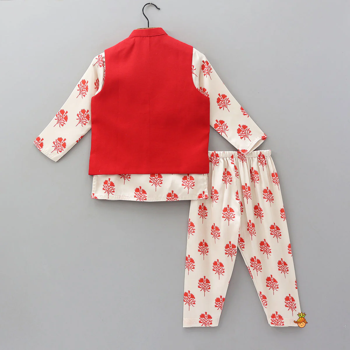 Printed Kurta With Embroidered Jacket And Matching Pyjama - Image 2