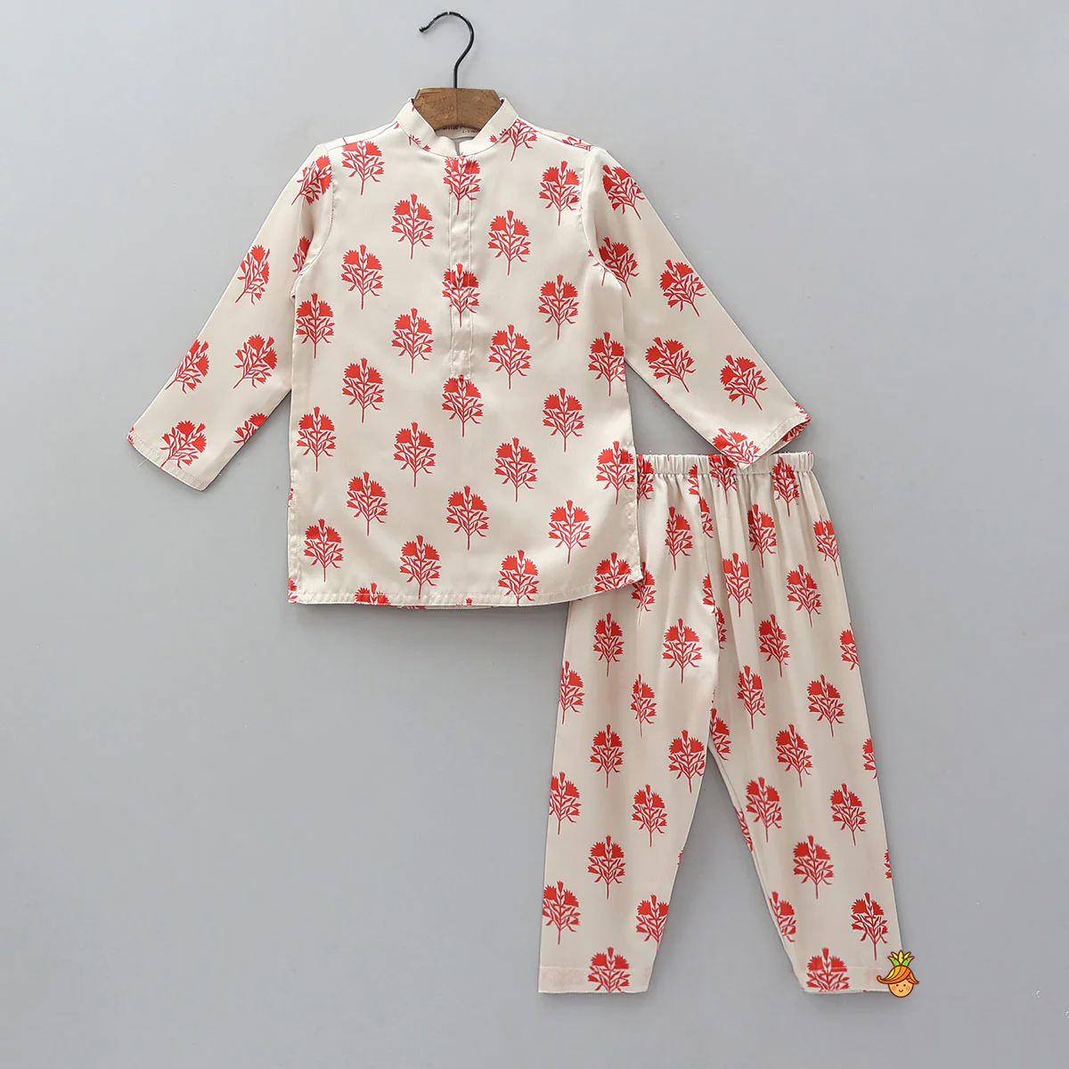 Printed Kurta With Embroidered Jacket And Matching Pyjama - Image 3