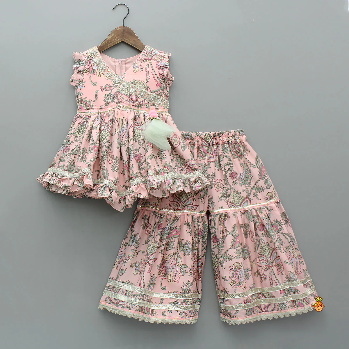 Printed Kurti With Sharara And Dupatta - Image 3