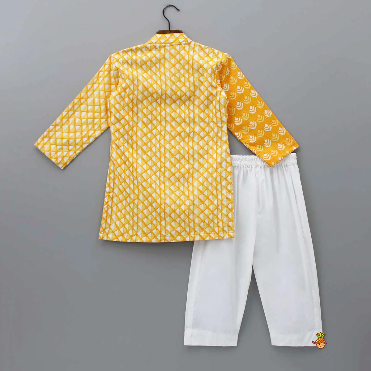 Printed Mustard Kurta And Pyjama - Image 2