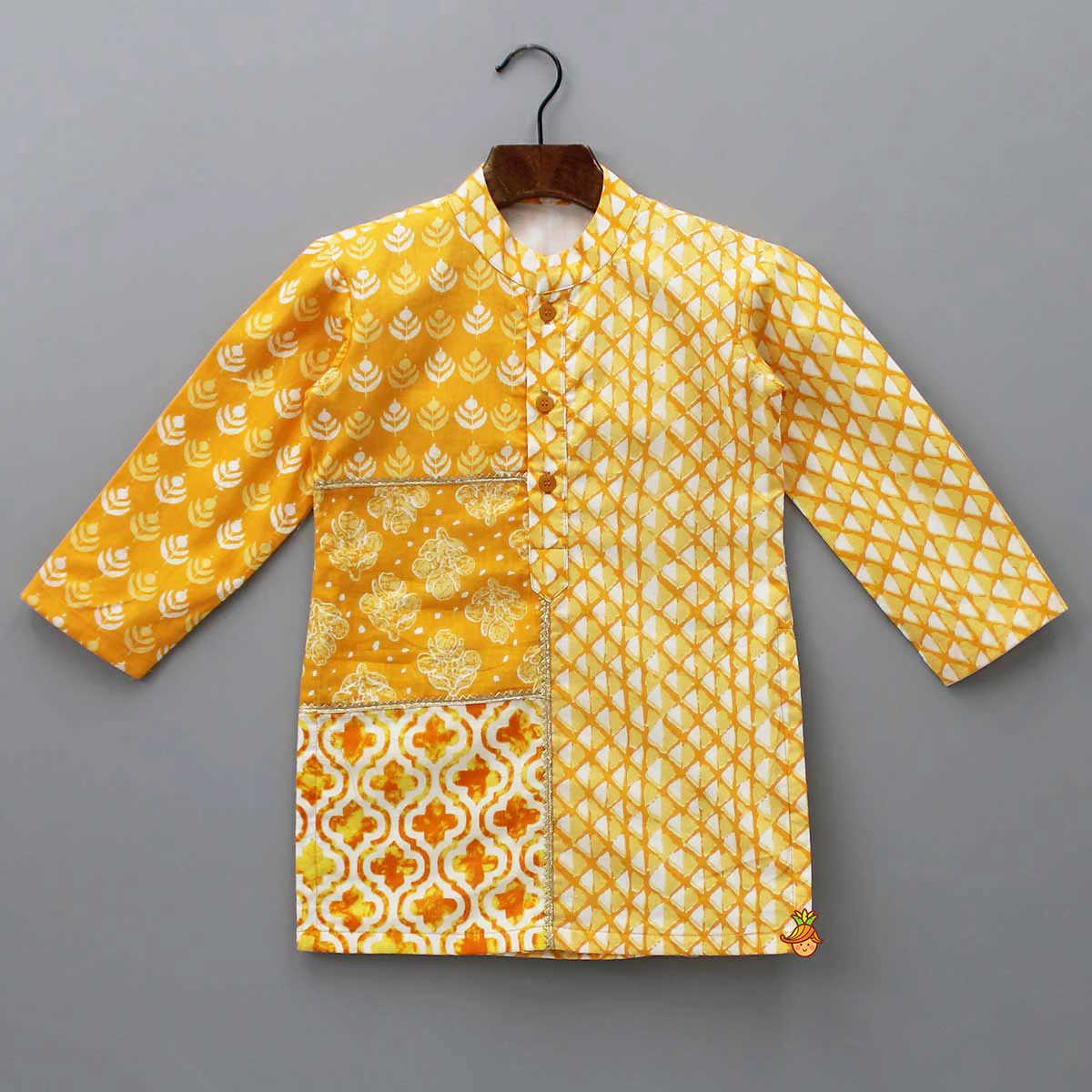 Printed Mustard Kurta And Pyjama - Image 3