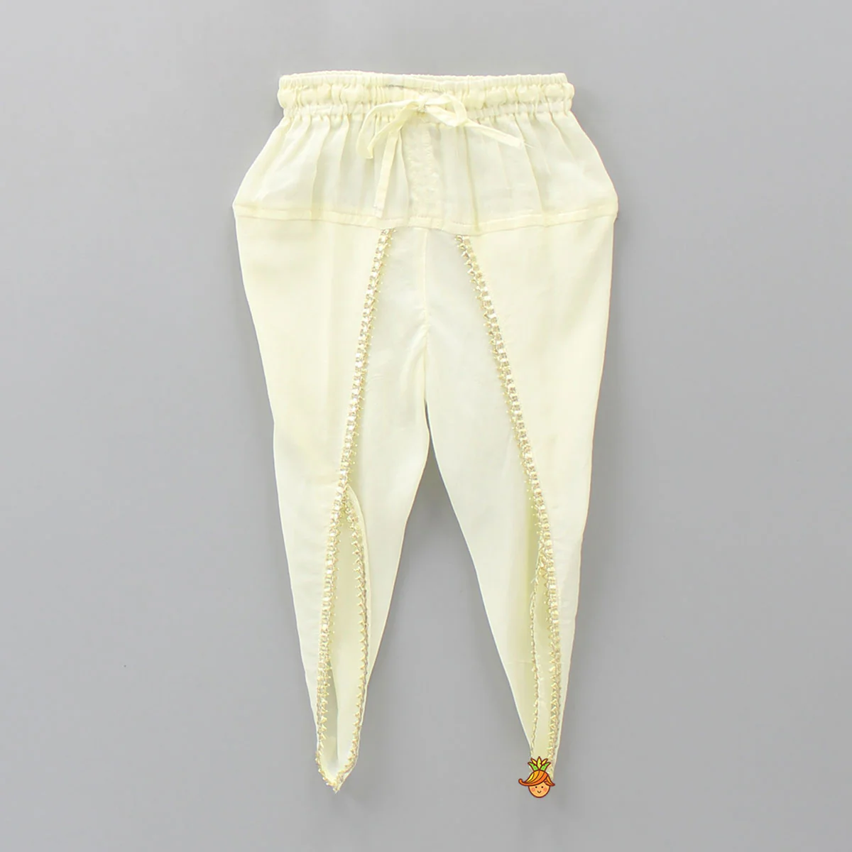 Printed Puffed Sleeves Yellow Peplum Top With Tulip Pant - Image 4
