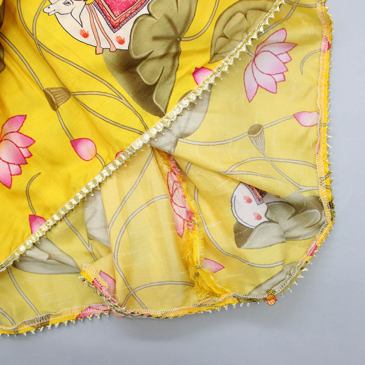 Printed Puffed Sleeves Yellow Peplum Top With Tulip Pant - Image 5