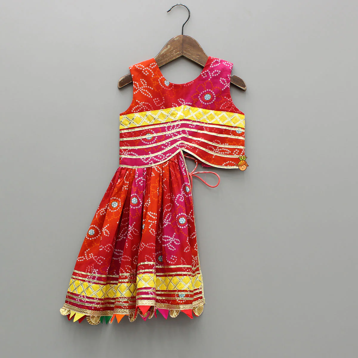 Printed Stylish Kurti And Lehenga With Attached Matching Potli And Dupatta - Image 4