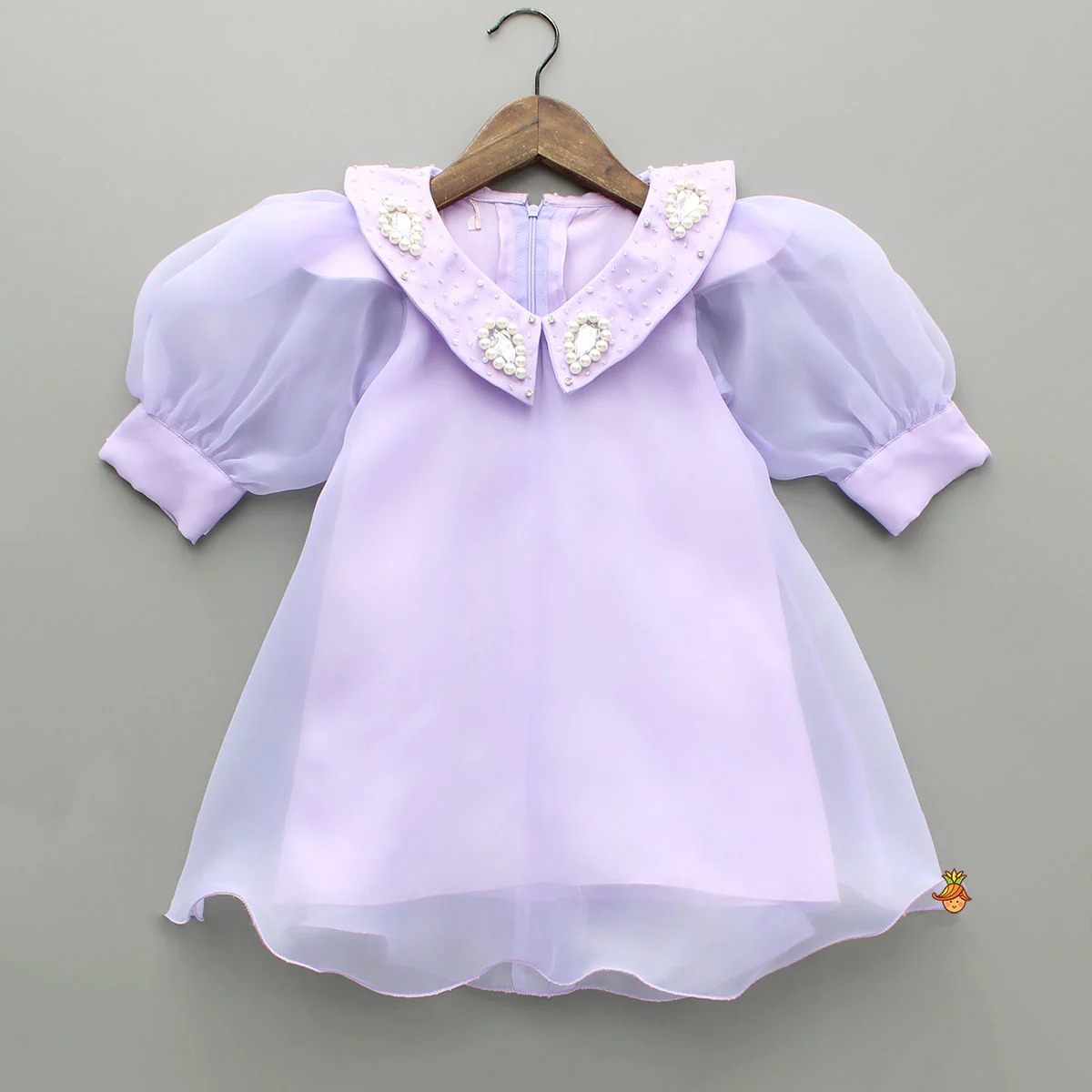 Puff Sleeves Organza Lavender Dress