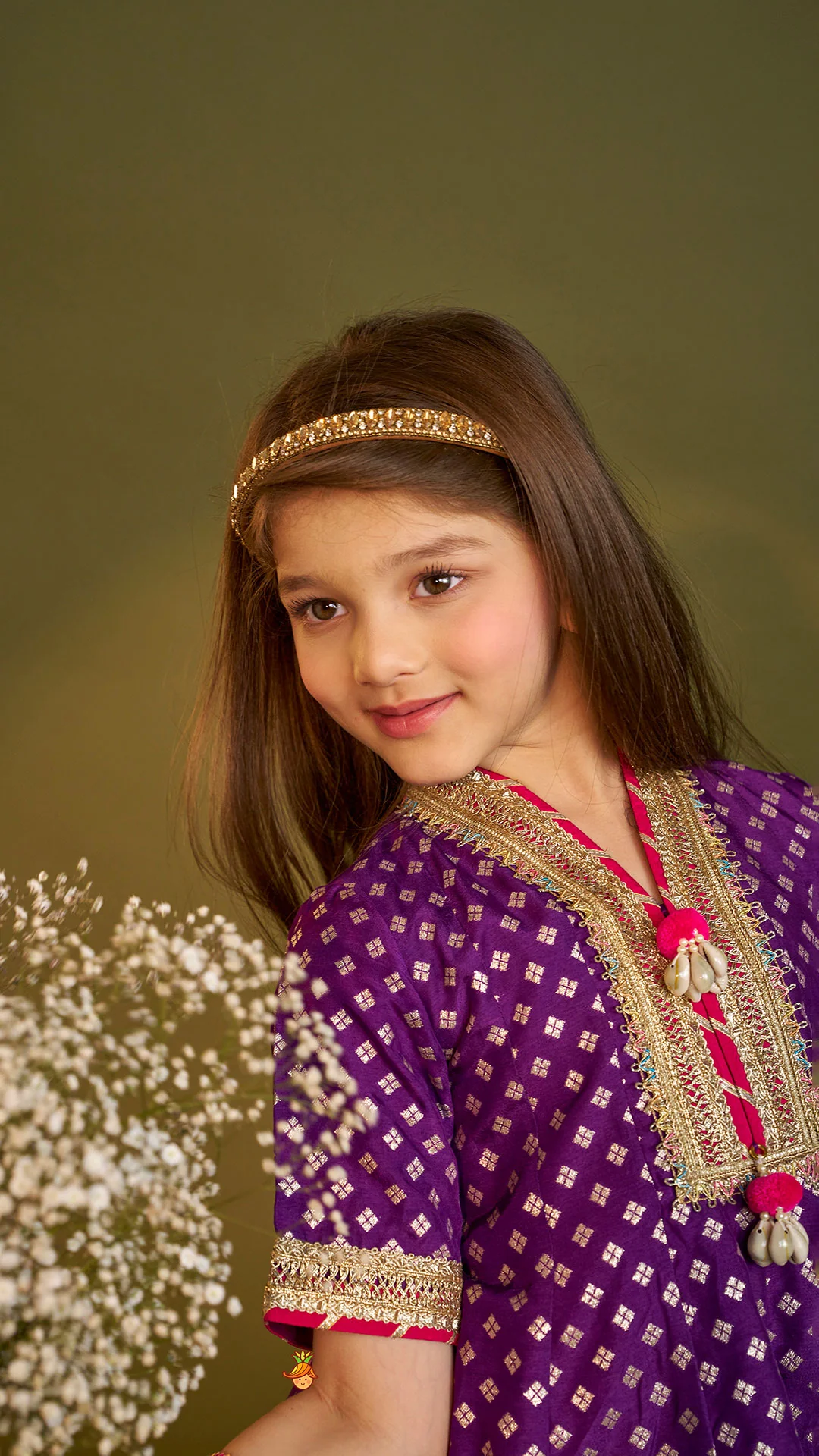 Purple Embellished Kurti And Salwar With Dupatta - Image 6