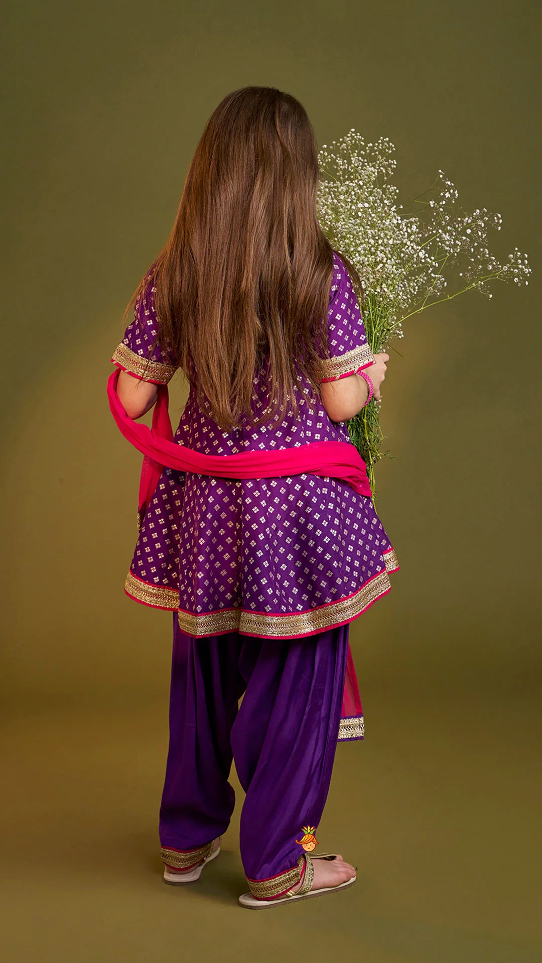 Purple Embellished Kurti And Salwar With Dupatta - Image 8