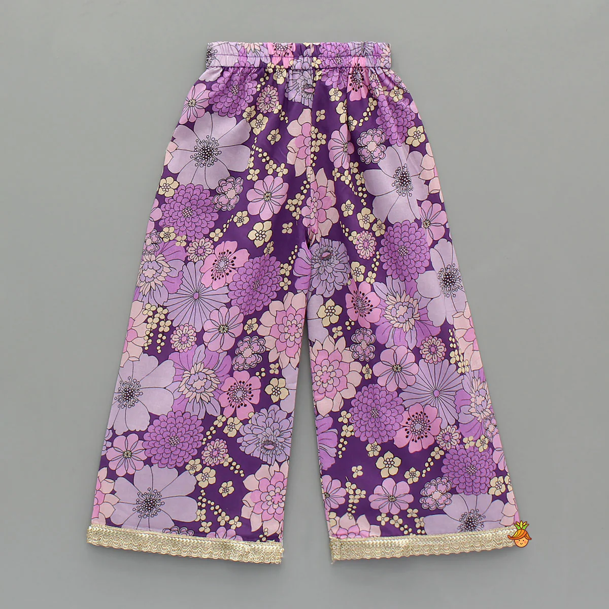 Purple Floral Printed Kurti With Matching Pant And Dupatta - Image 5