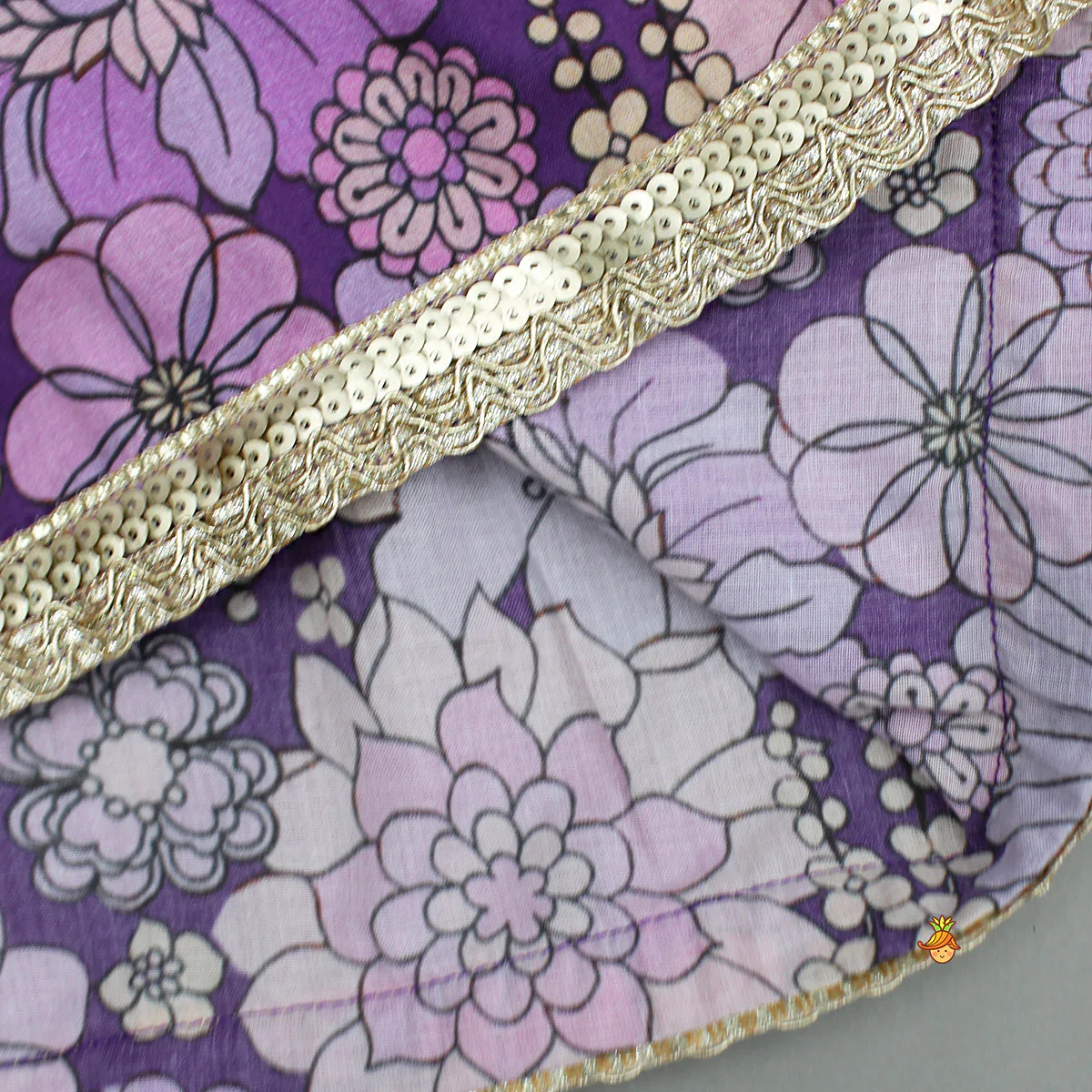 Purple Floral Printed Kurti With Matching Pant And Dupatta - Image 6