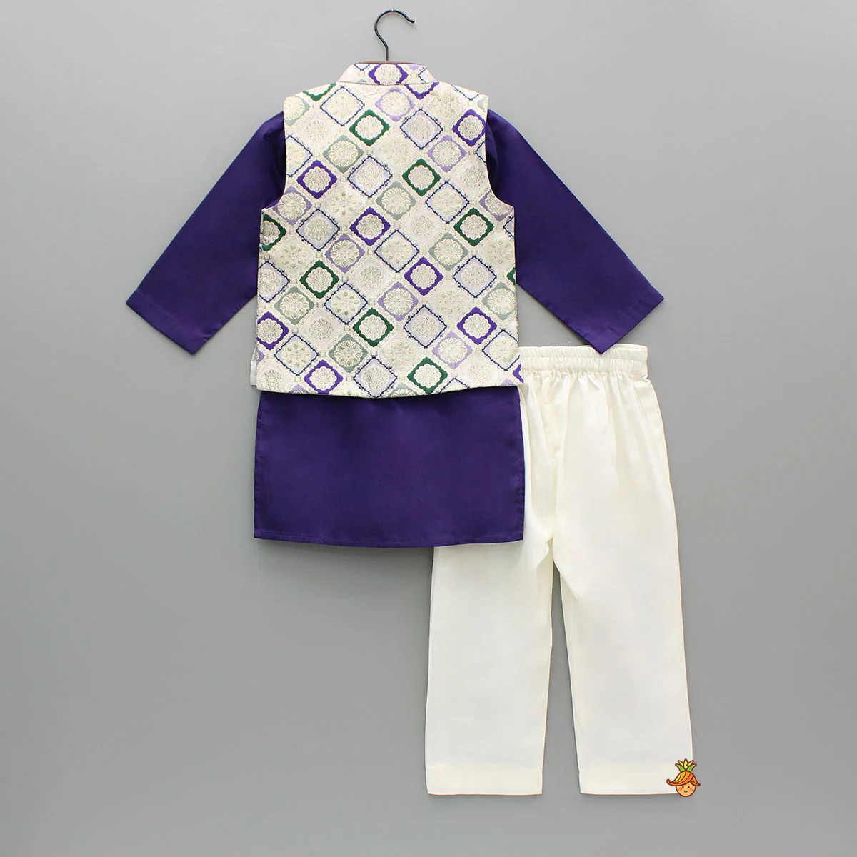 Purple Kurta And Brocade Jacket With Pant - Image 2